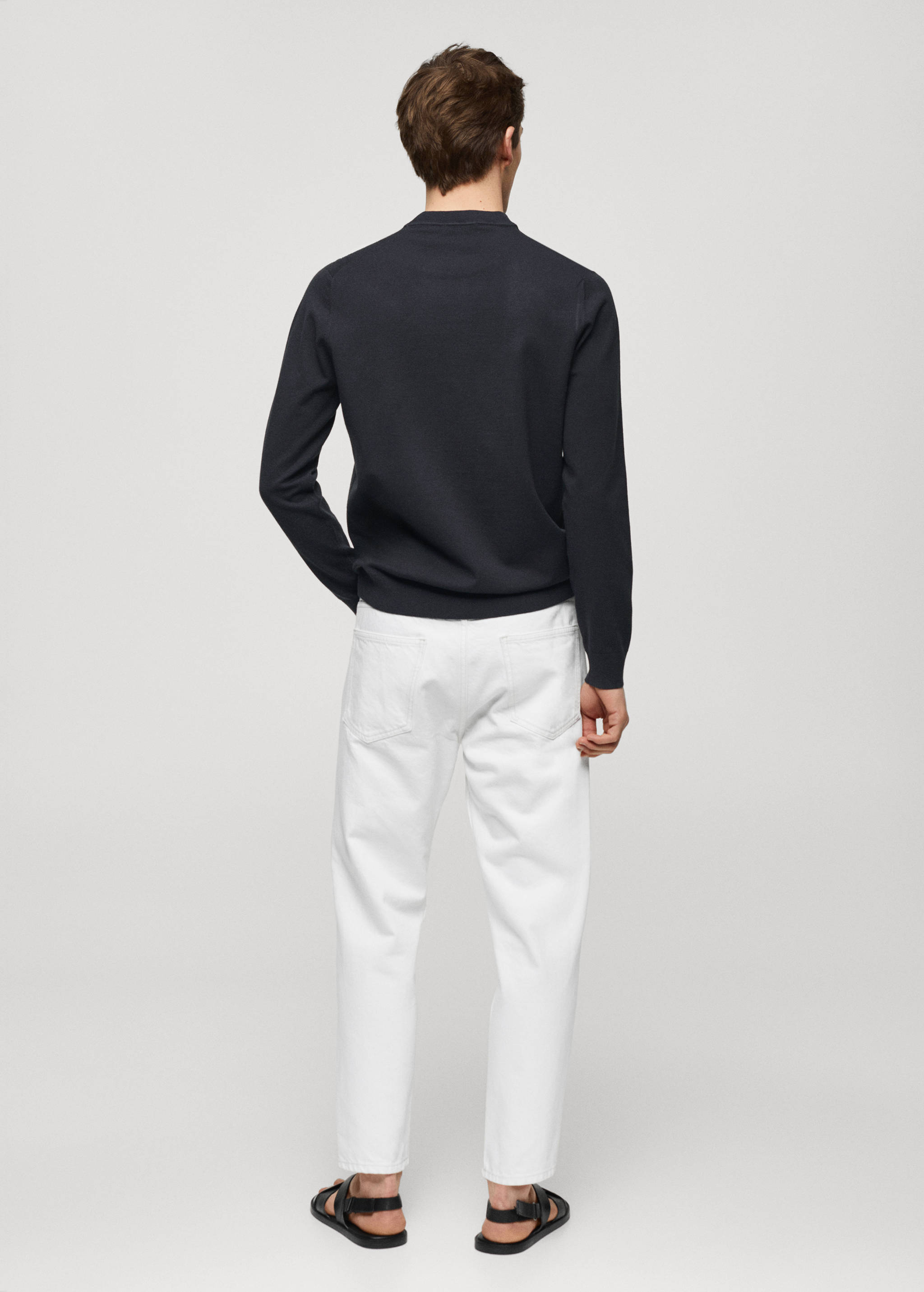 Round-neck cotton knitted sweater - Reverse of the article