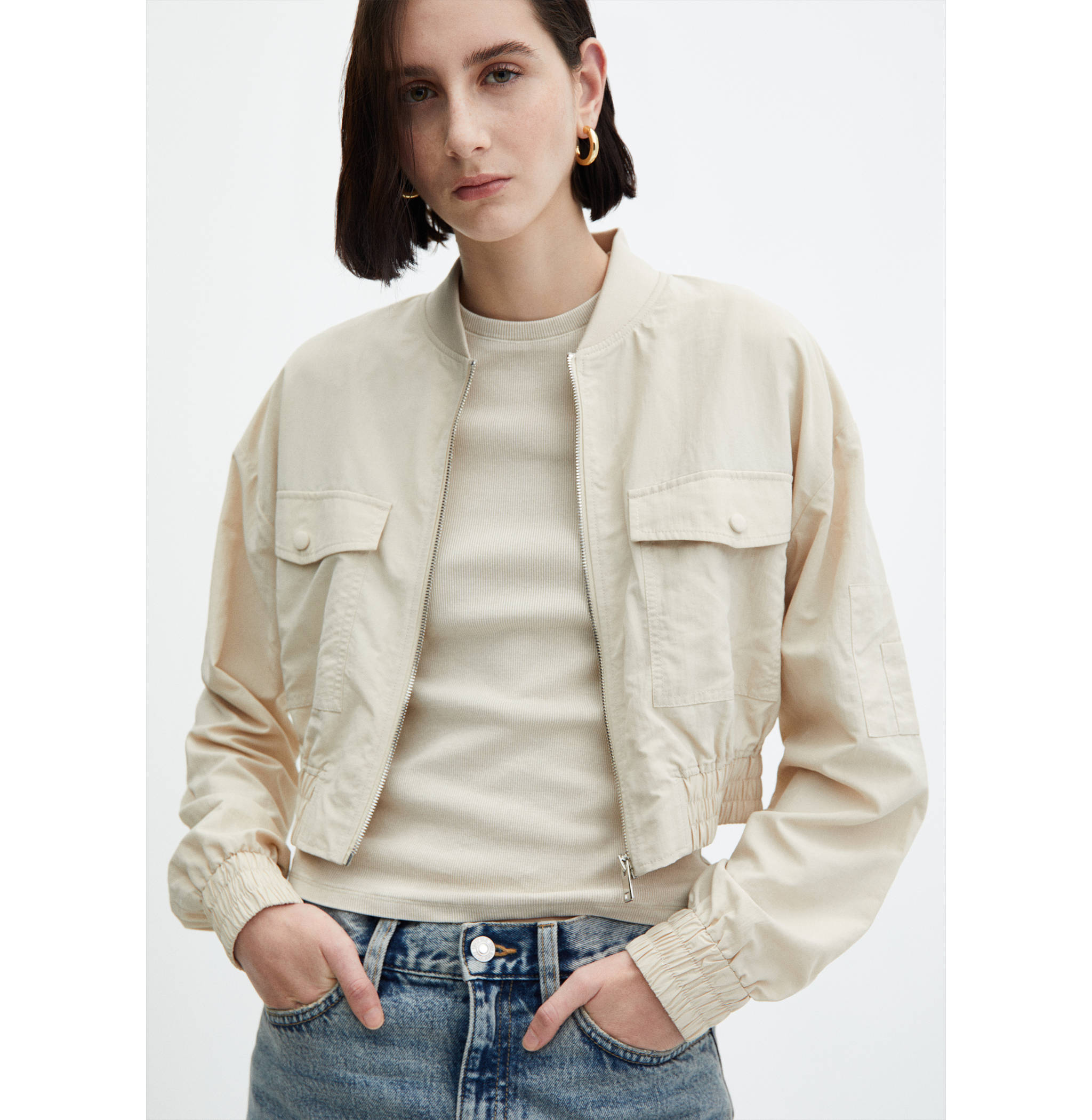 Chaqueta bomber bolsillo - Plano medio