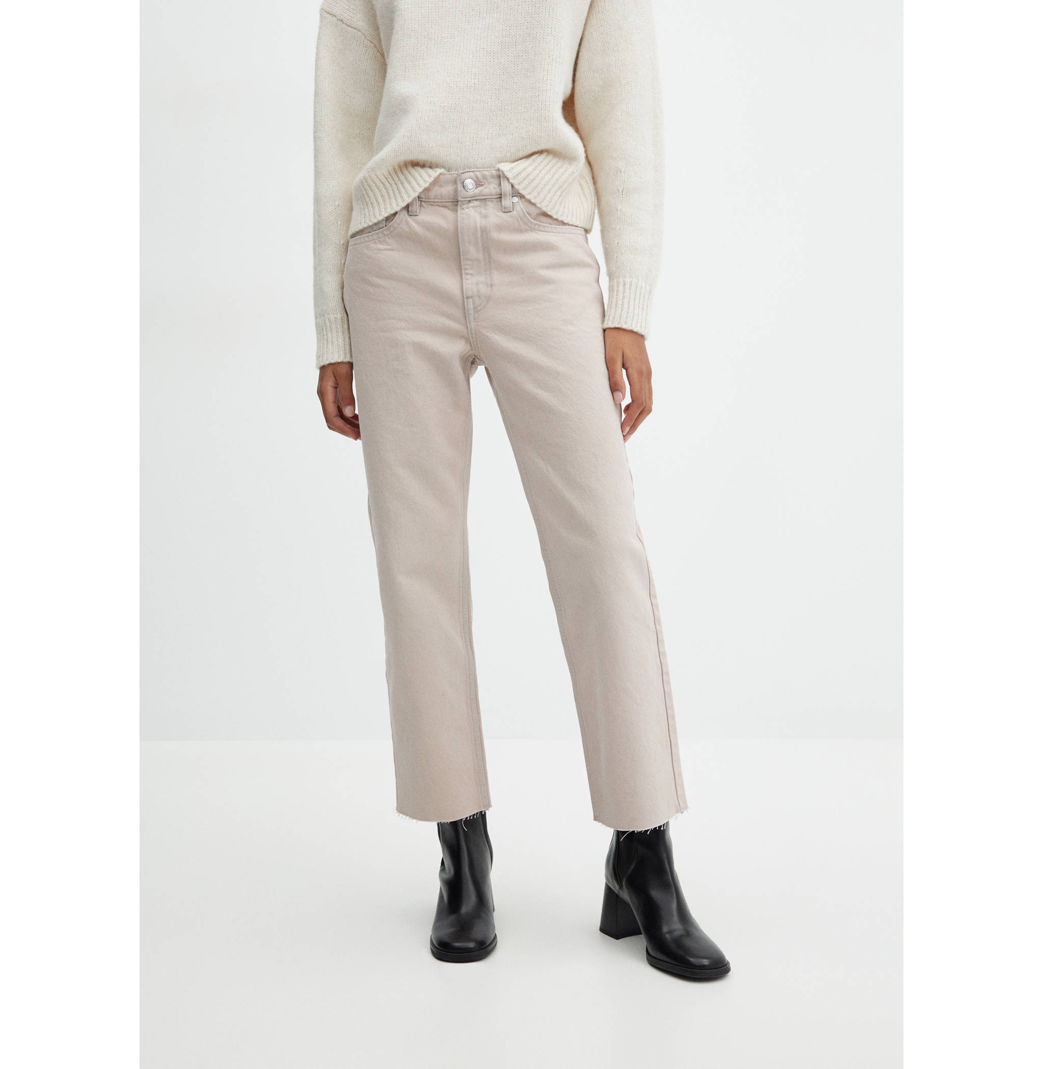 Straight-fit cropped jeans - Medium plane