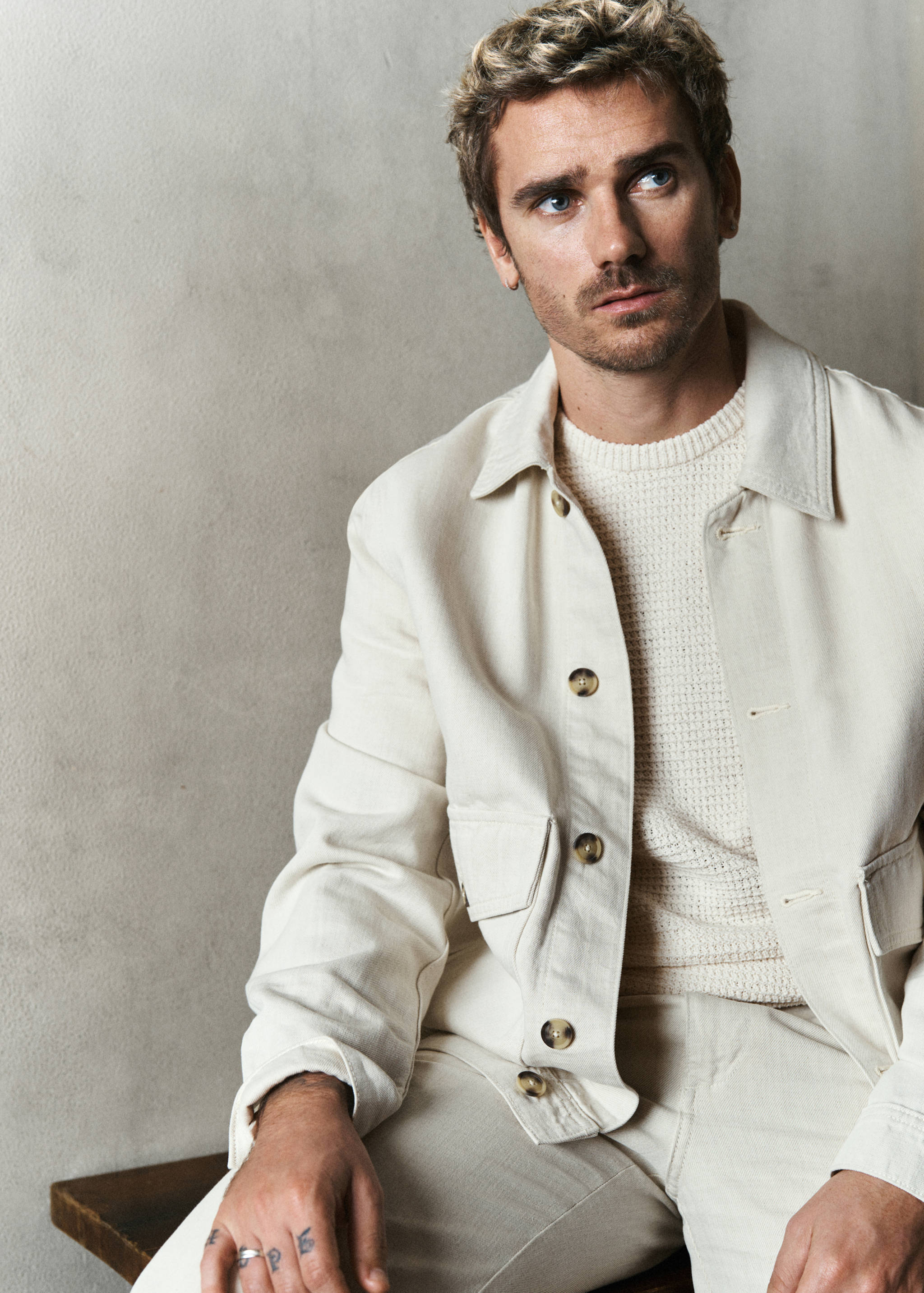 棉麻混纺口袋外套衬衫 - null