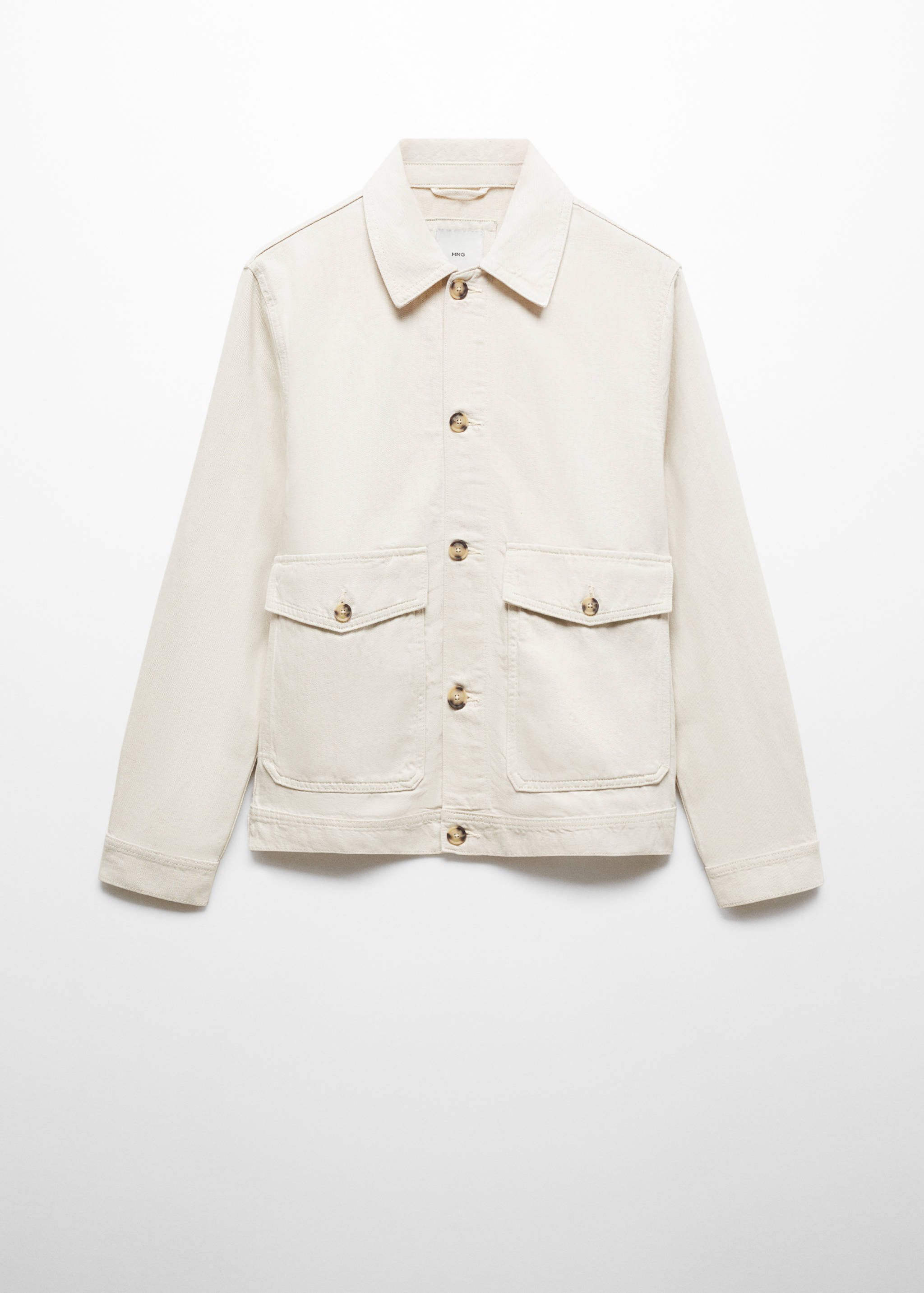 棉麻混纺口袋外套衬衫 - null