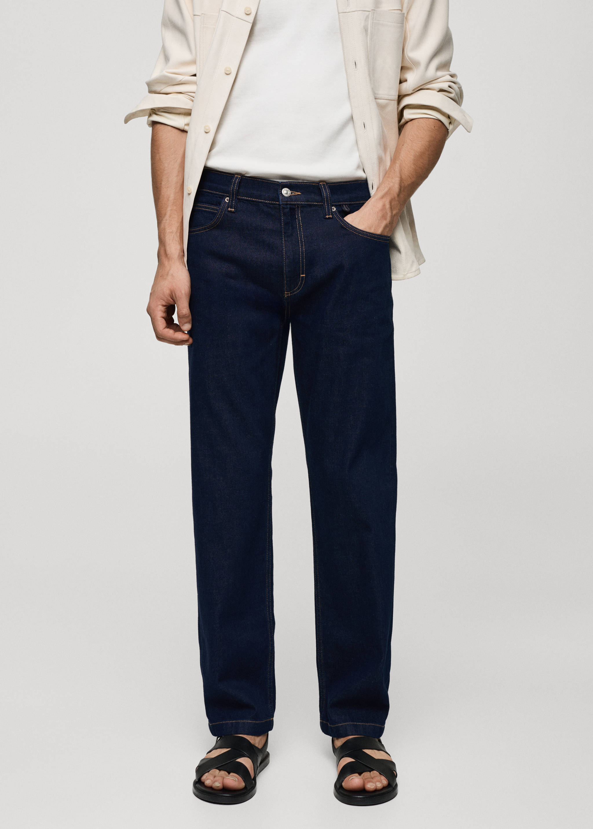 Relaxed-fit jeans met donkere wassing - Middenvlak