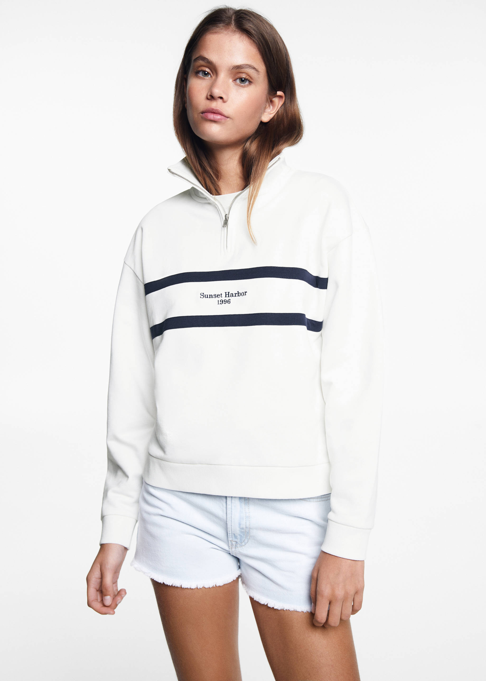 Sweat-shirt col montant zippé - Plan moyen
