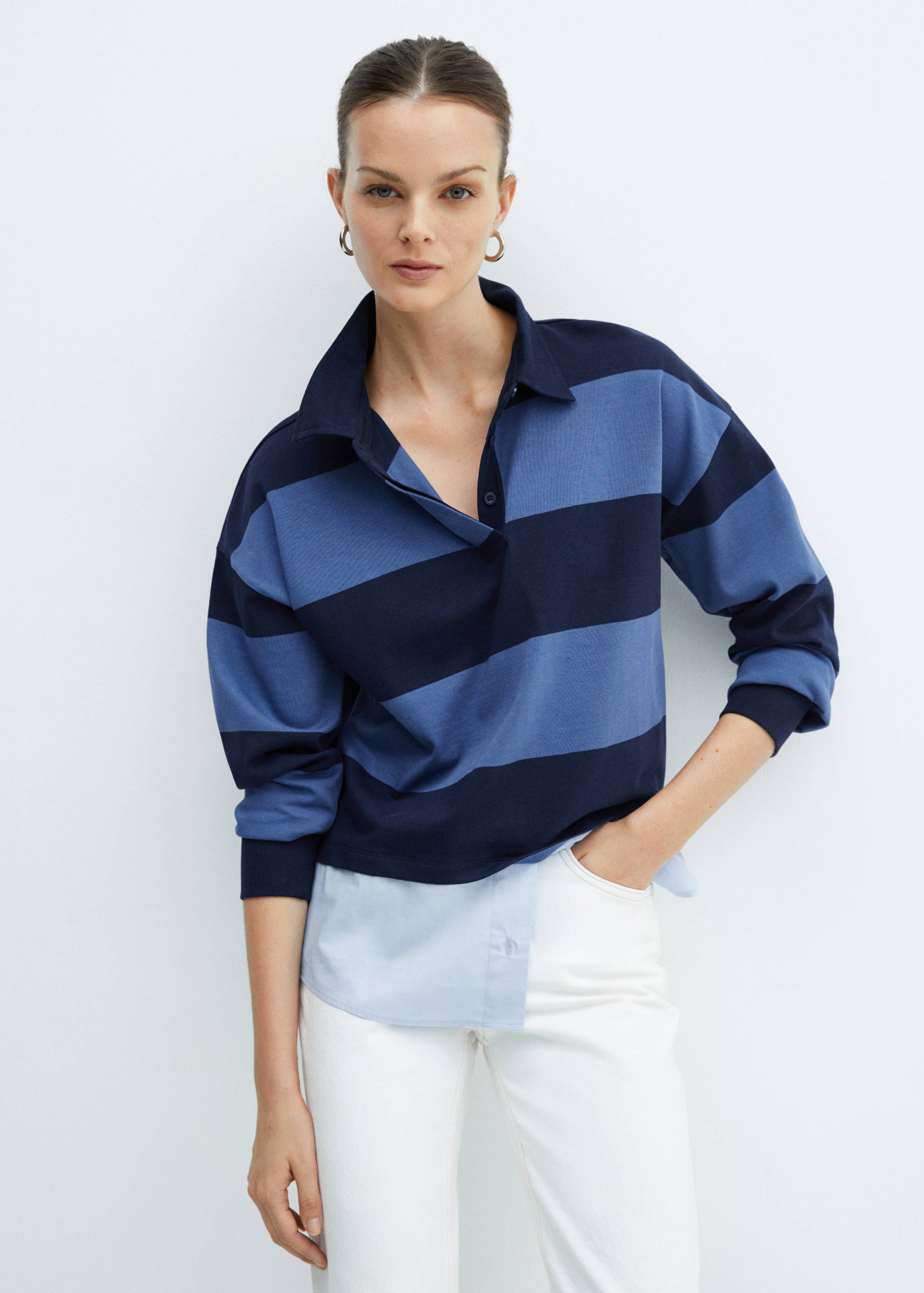 Polo rayures combiné chemise - Plan moyen