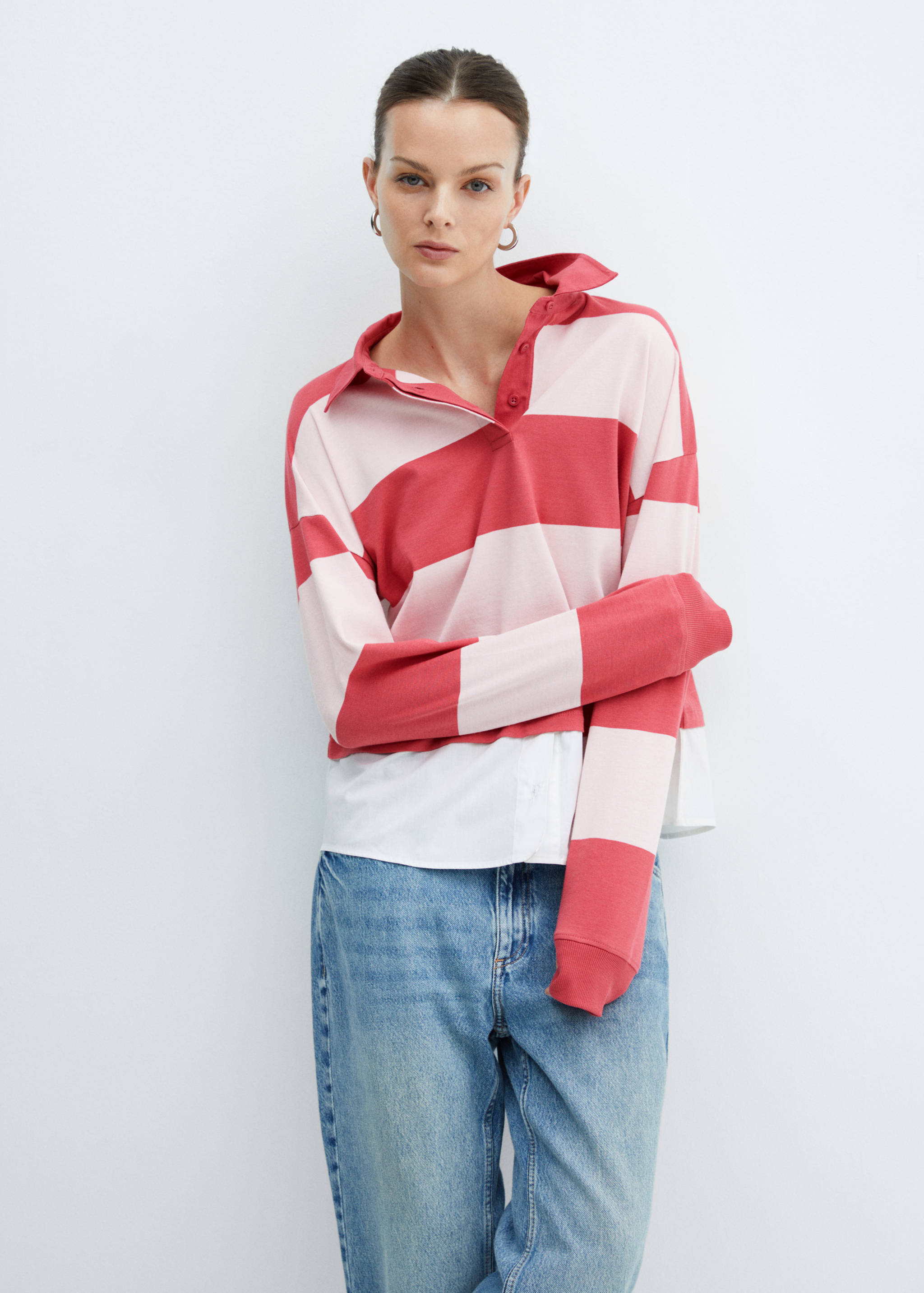 Polo rayures combiné chemise - Plan moyen