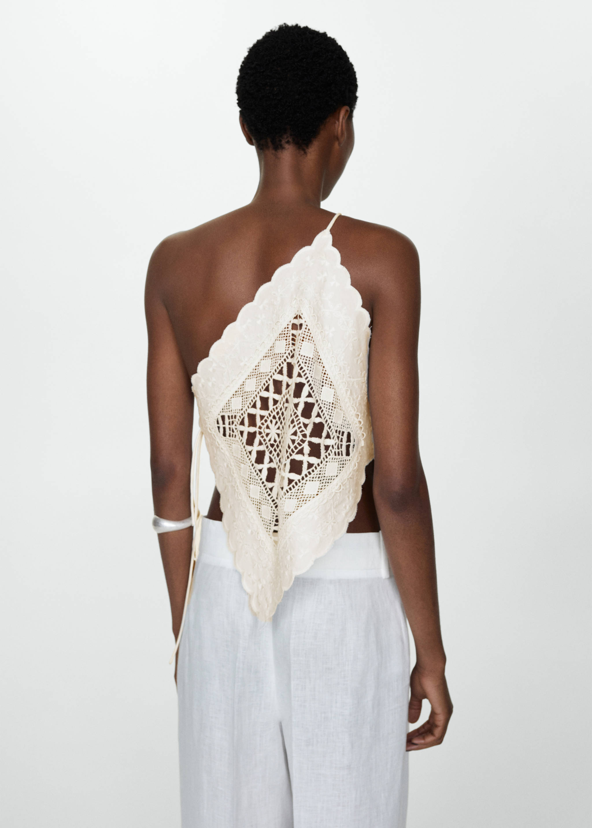 Asymmetrical top with embroidered panel - Reverse of the article