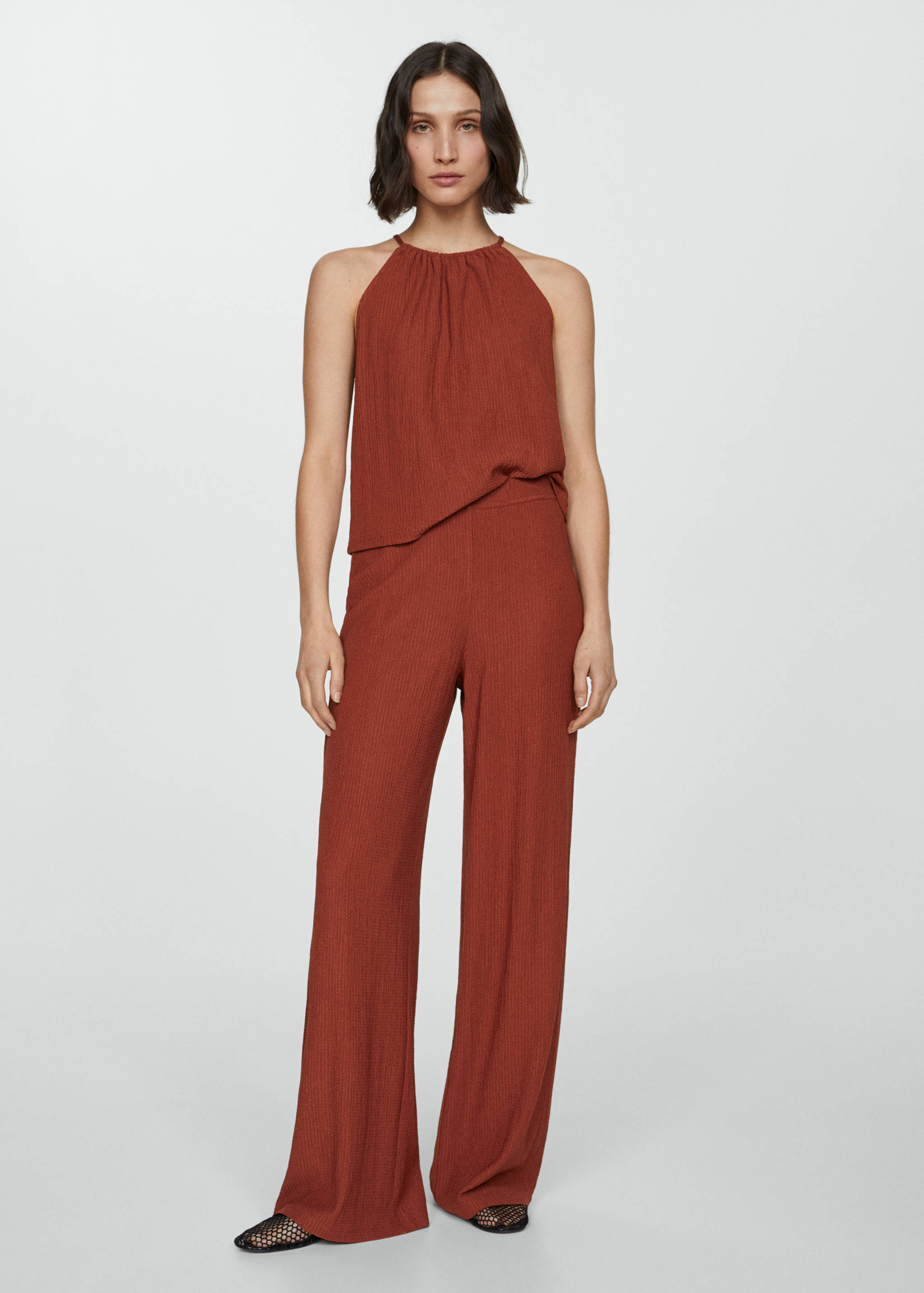 Pantalons textura wideleg - Pla general