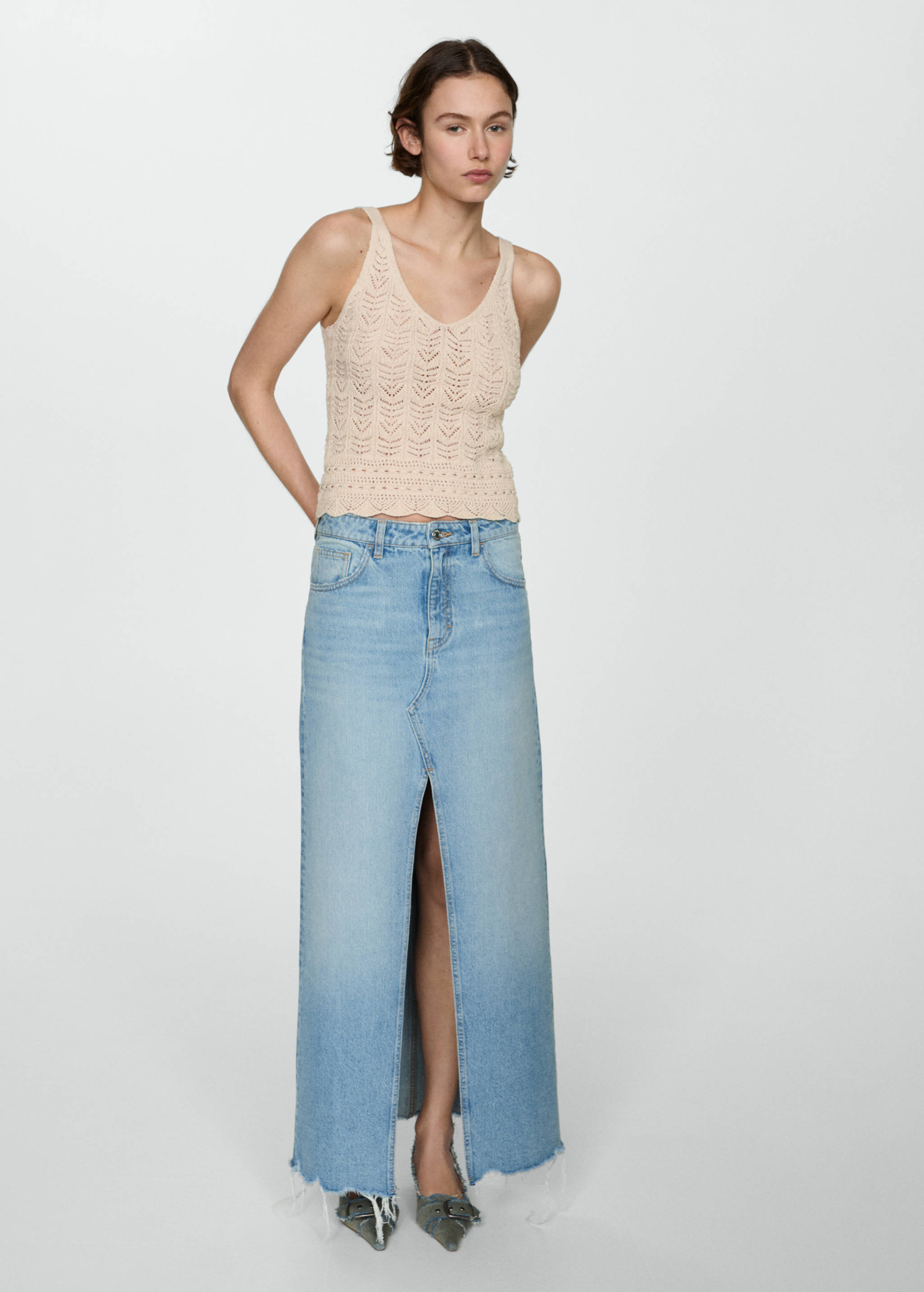 Openwork details knit top - General plane