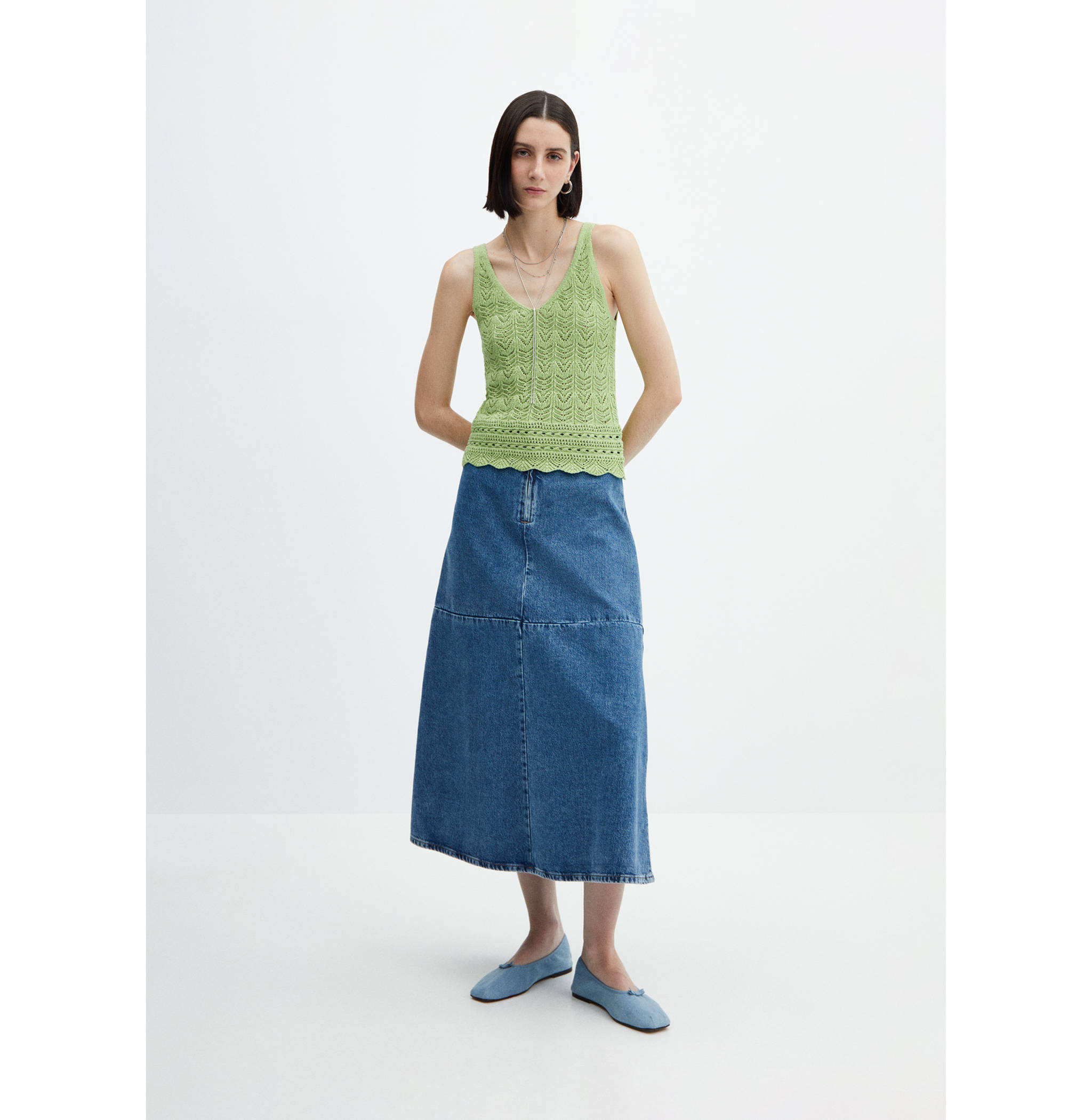 Openwork details knit top - General plane