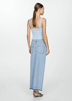 Denim skirt with frayed hem — Light Blue 3