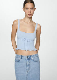 Denim skirt with frayed hem — Light Blue 4