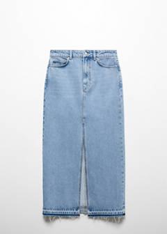 Denim skirt with frayed hem — Light Blue 5