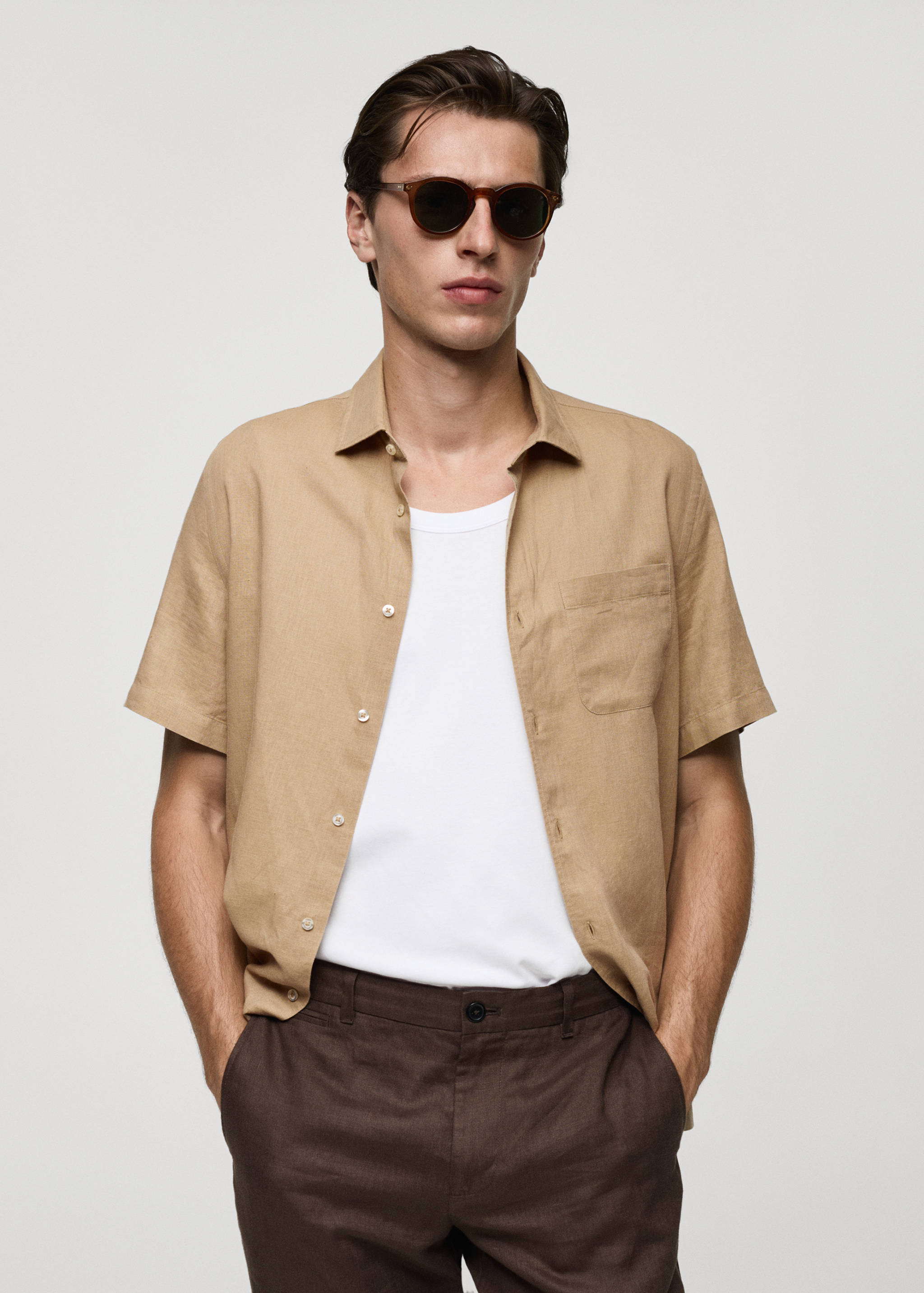 Chemise regular-fit lin poche - Plan moyen