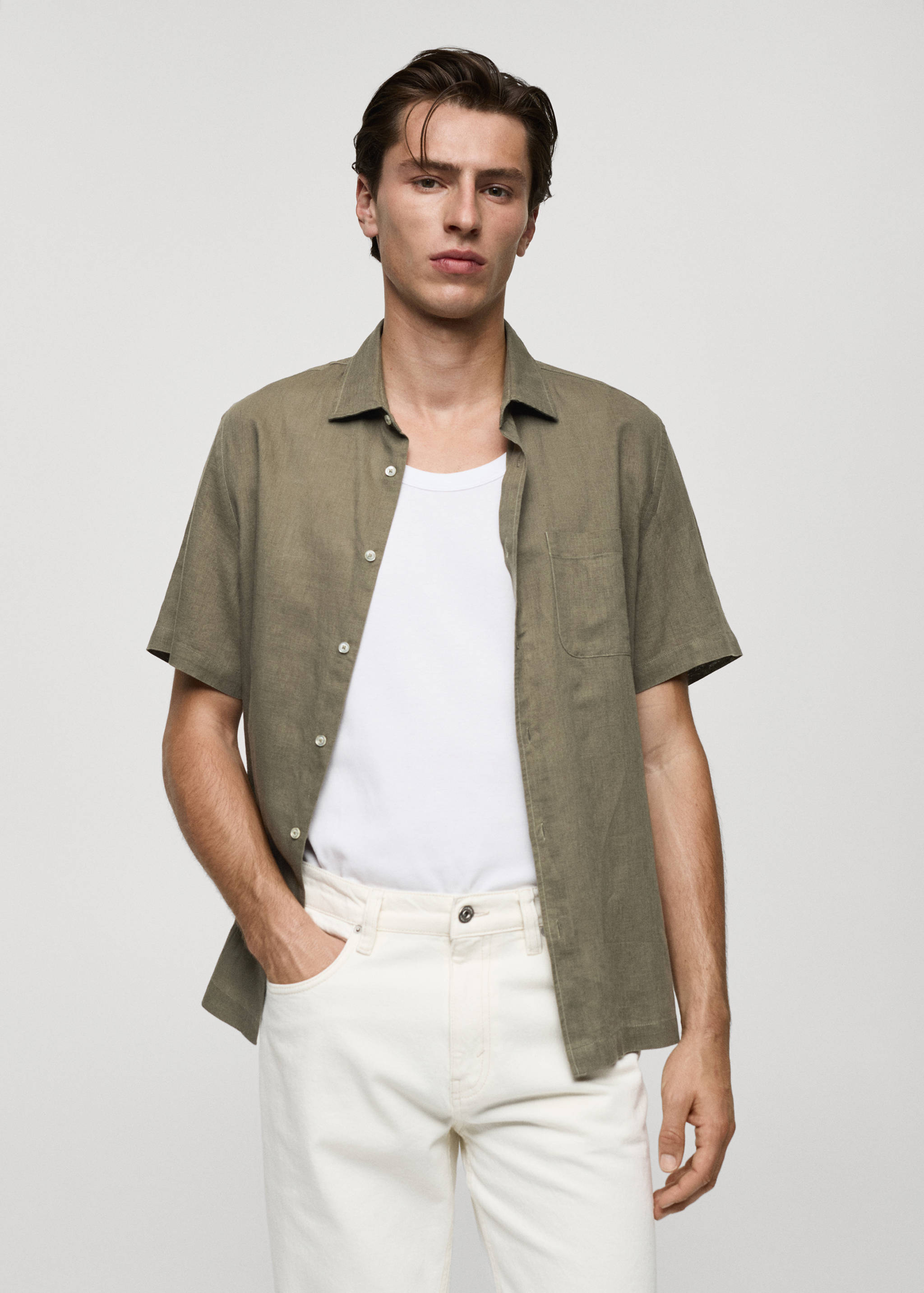 Chemise regular-fit lin poche - Plan moyen