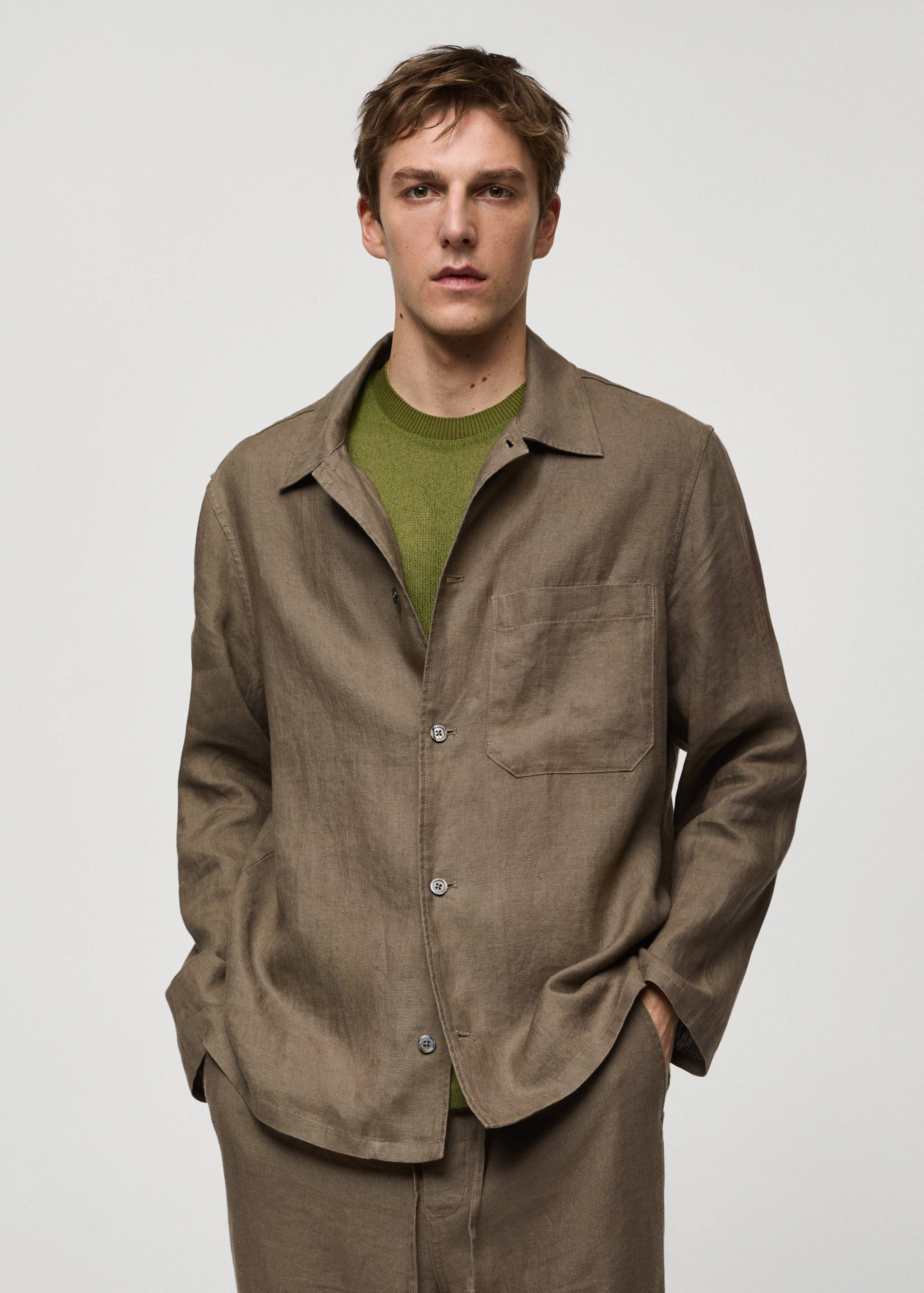 Regular-fit 100% linen overshirt - Medium plane