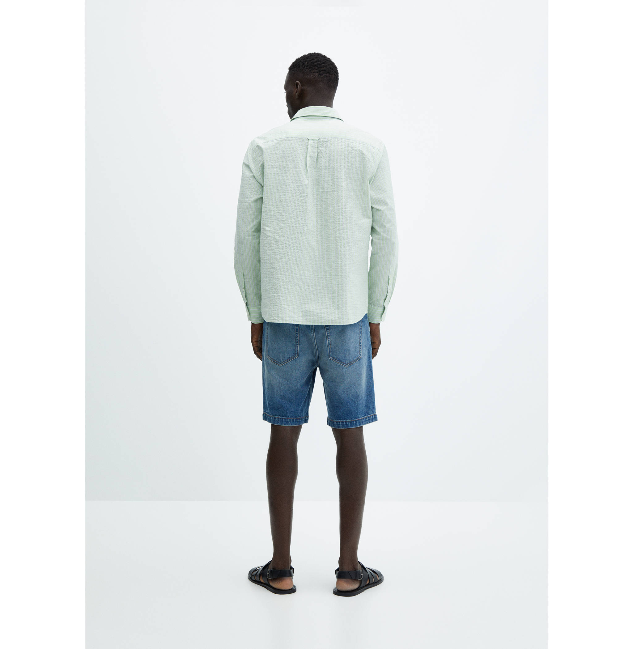 Chemise classic-fit coton seersucker rayures - Verso de l’article