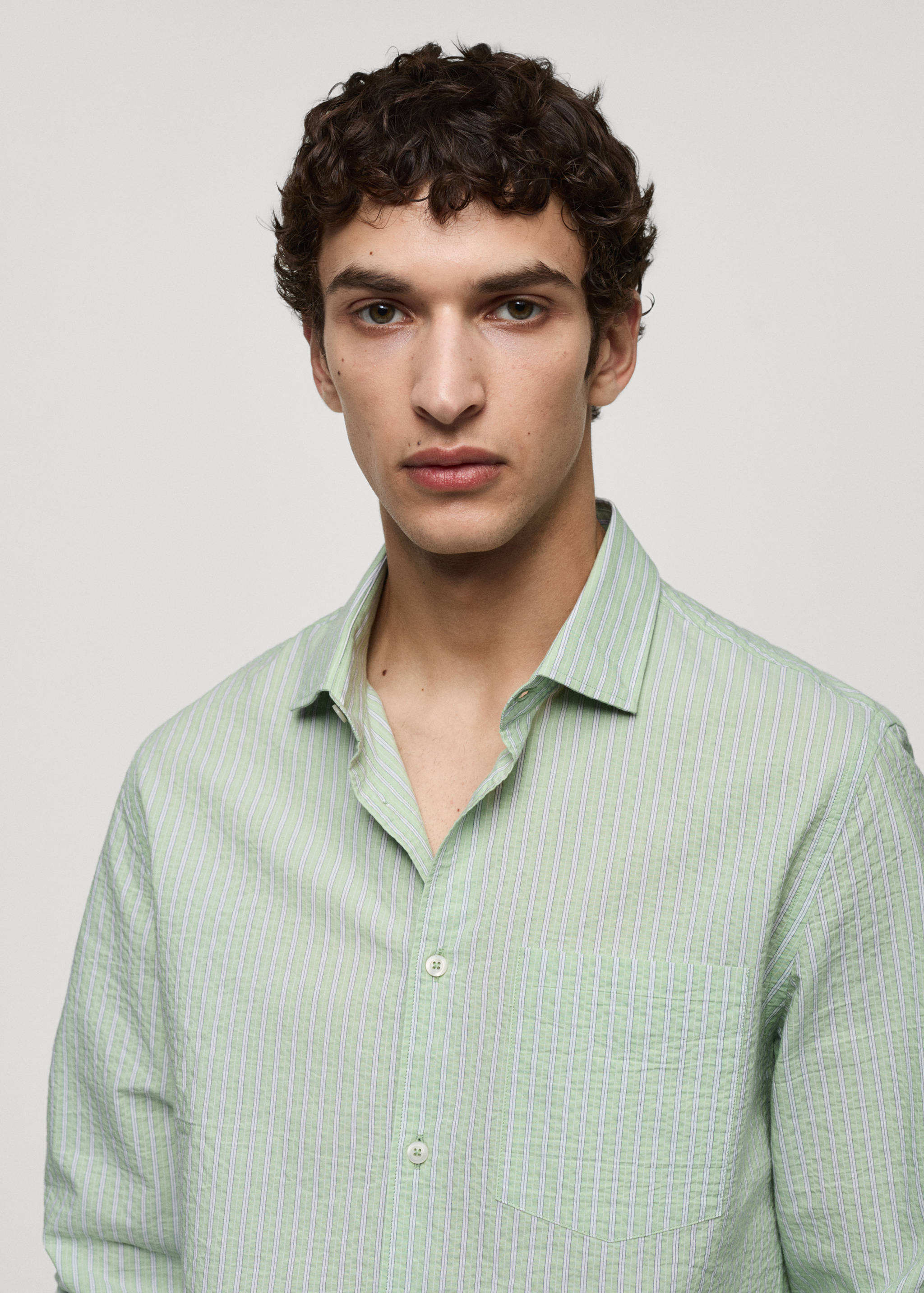 Chemise classic-fit coton seersucker rayures - Détail de l'article 1