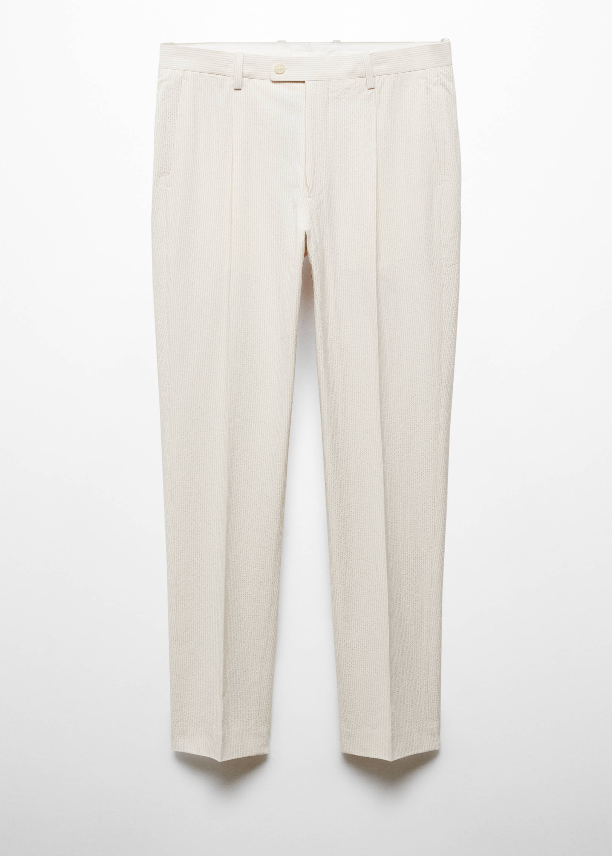 Striped seersucker cotton slim-fit suit trousers - Article without model