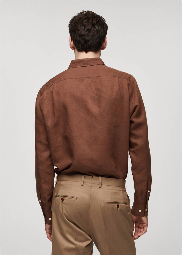 Slim-fit Tencel linen shirt — Brown