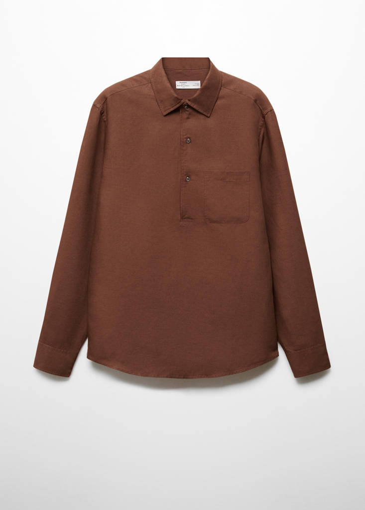 Slim-fit Tencel linen shirt — Brown