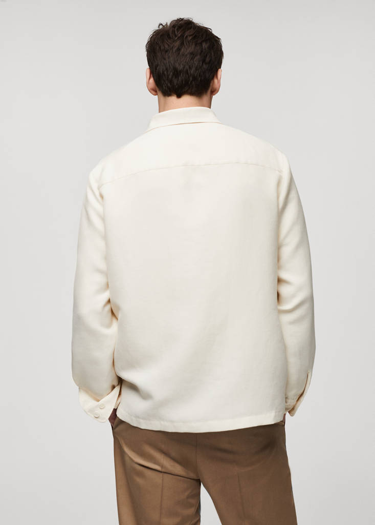 Linen overshirt with pockets — Off White