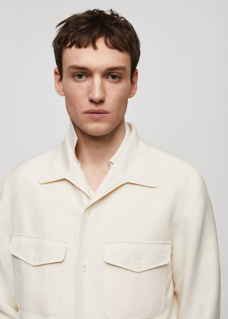Linen overshirt with pockets — Off White