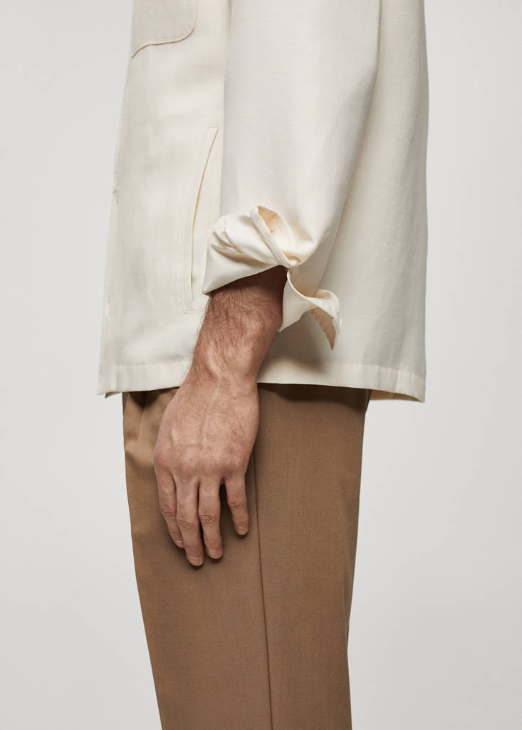 Linen overshirt with pockets — Off White