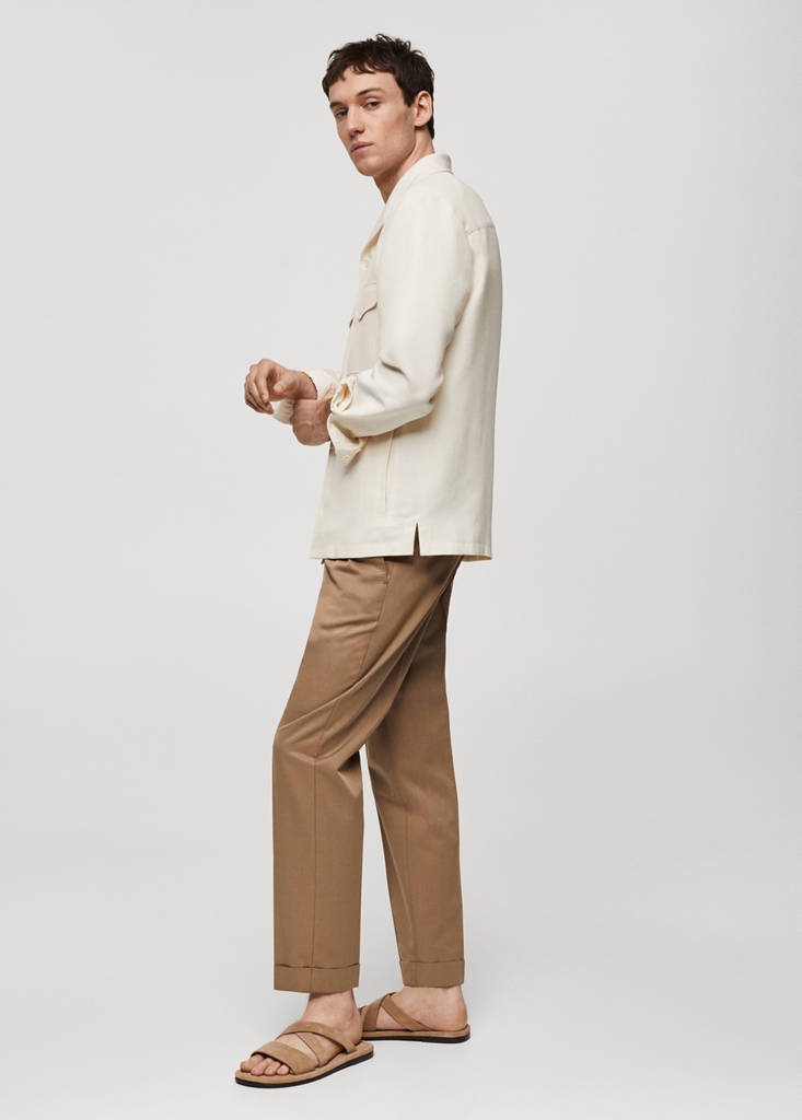 Linen overshirt with pockets — Off White