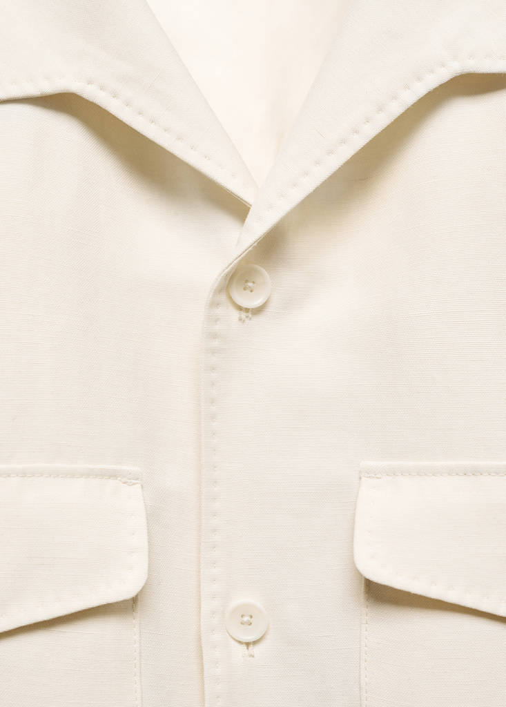 Linen overshirt with pockets — Off White