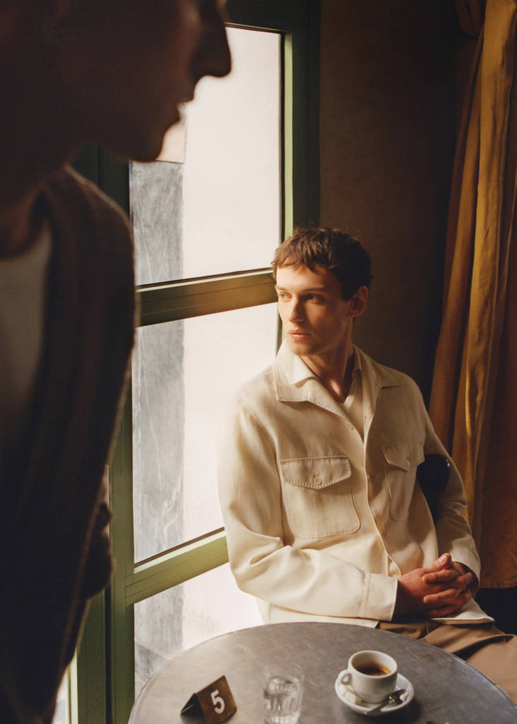 Linen overshirt with pockets — Off White
