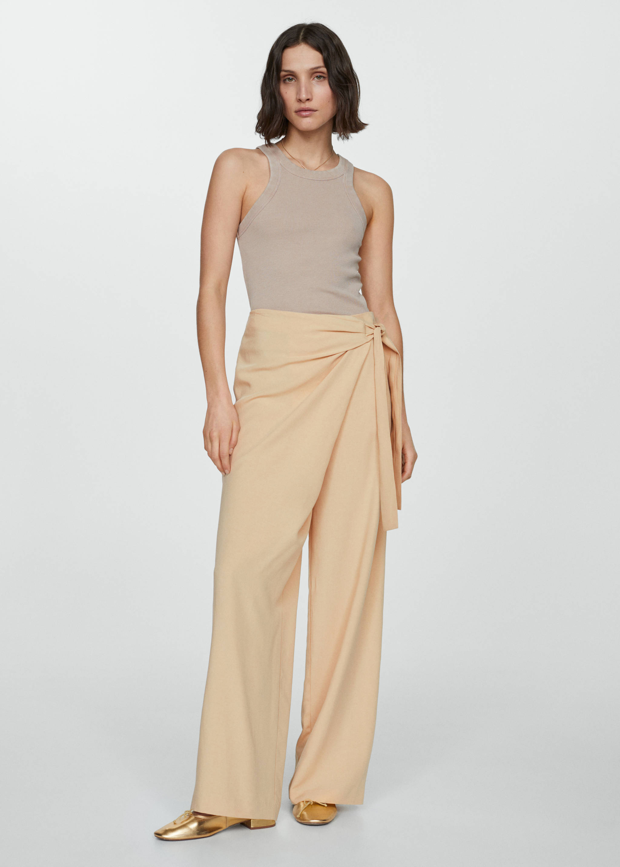 Lyocell pants with knot detail - General plane