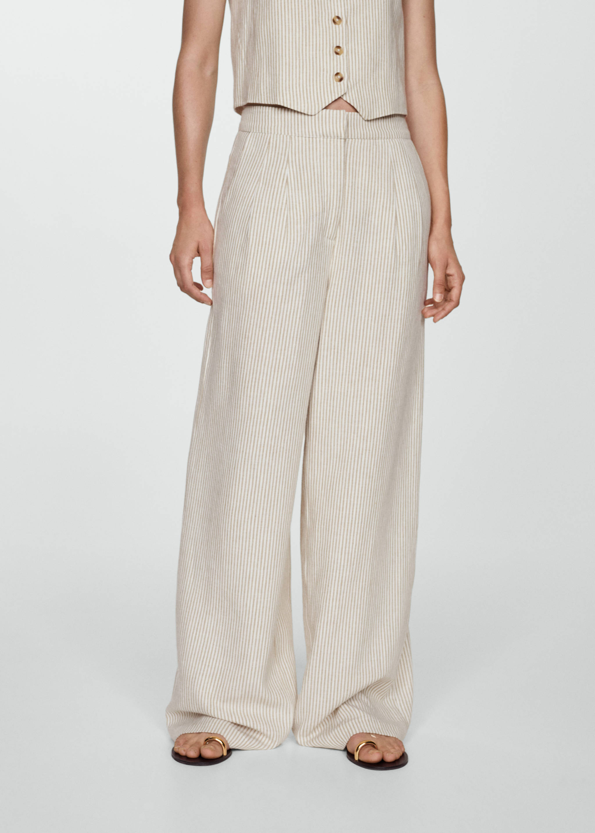 Παντελόνι κοστουμιού λινό ριγέ - Μεσαίο πλάνο