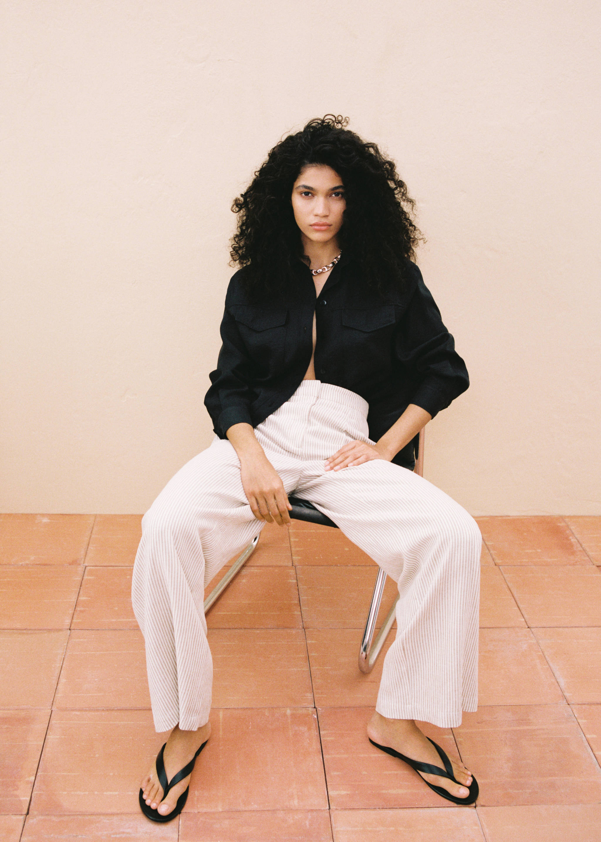 Παντελόνι κοστουμιού λινό ριγέ - Λεπτομέρεια του προϊόντος 6