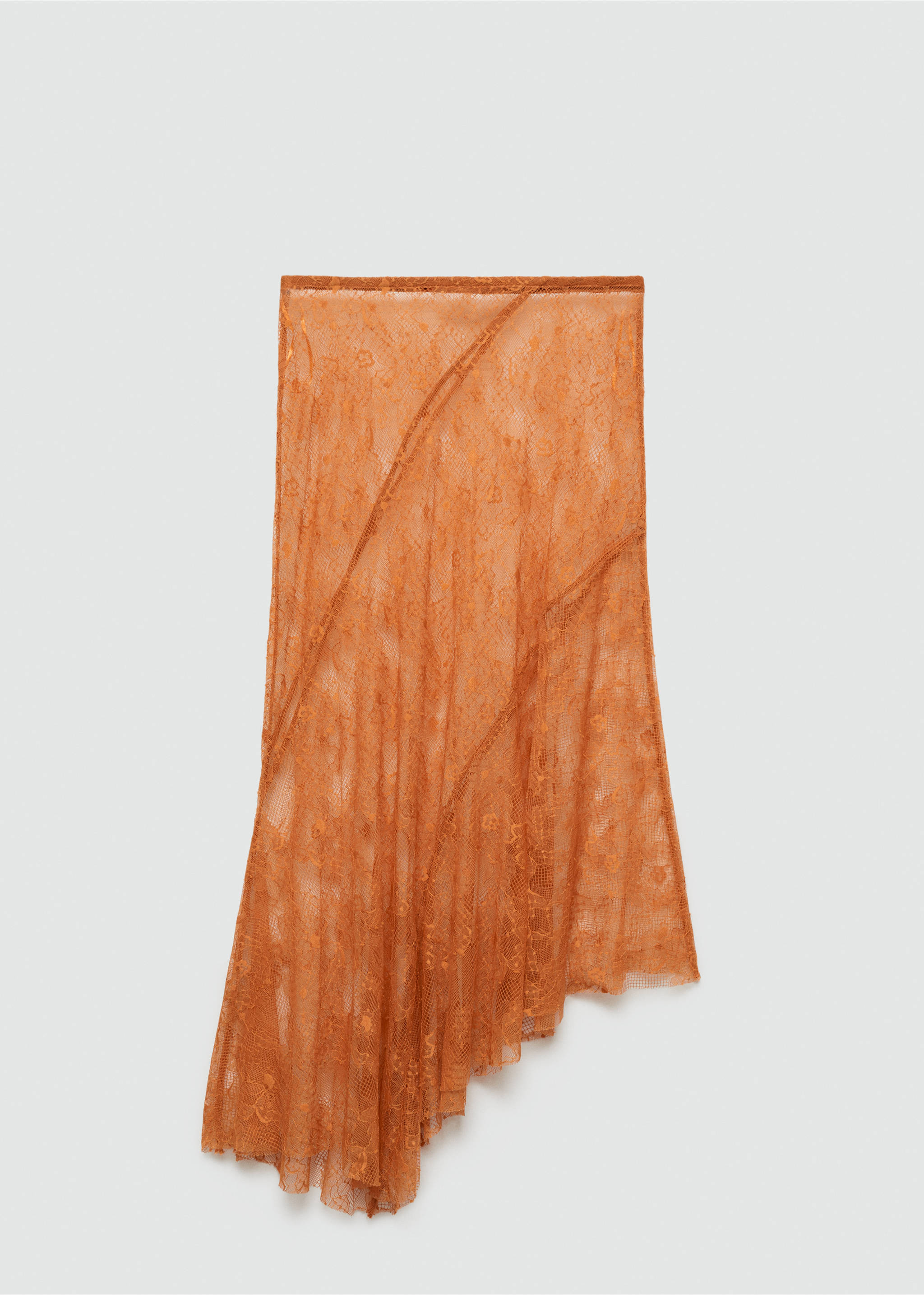 Asymmetrical embroidered skirt - Article without model, Orange. Ref: 67088279-00.