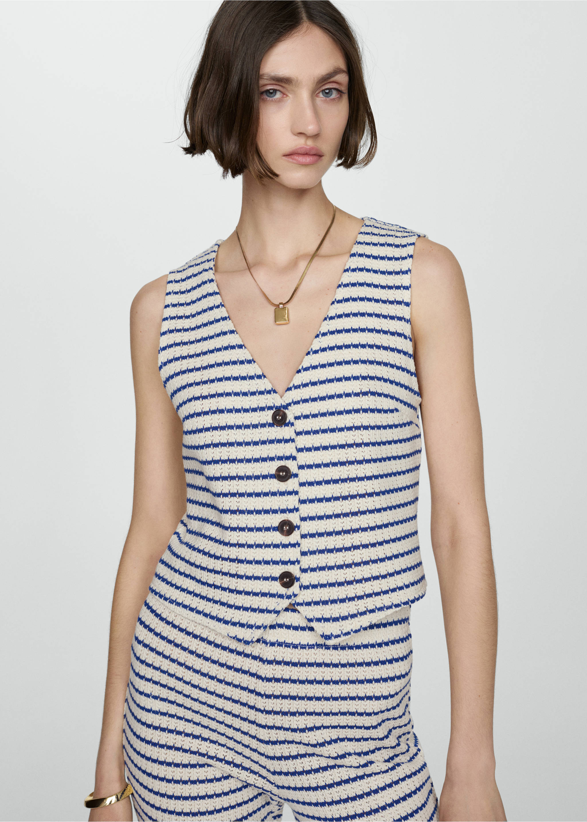 Striped crochet top - Medium plane, Blue. Ref: 67088641-00.