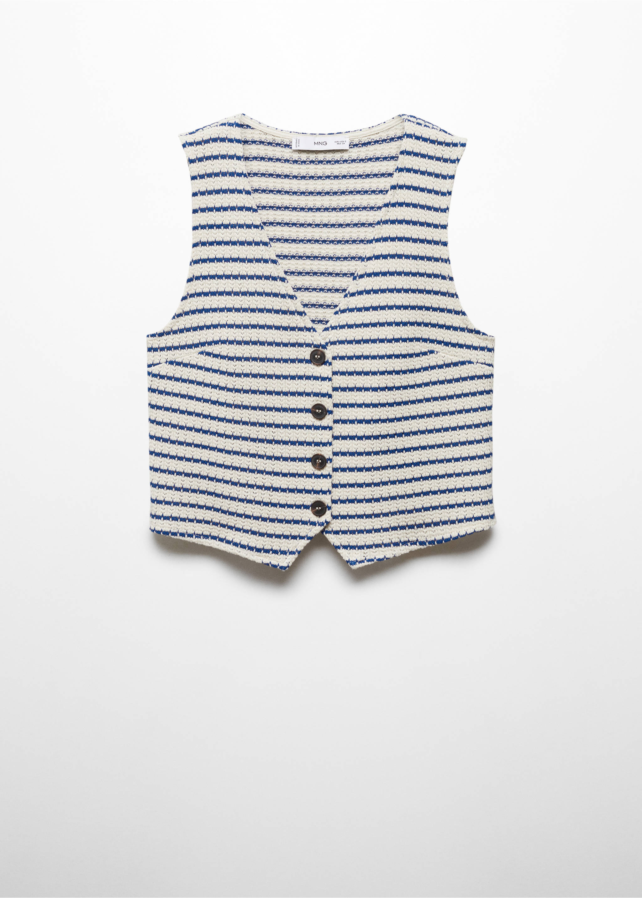 Striped crochet top - Article without model, Blue. Ref: 67088641-00.
