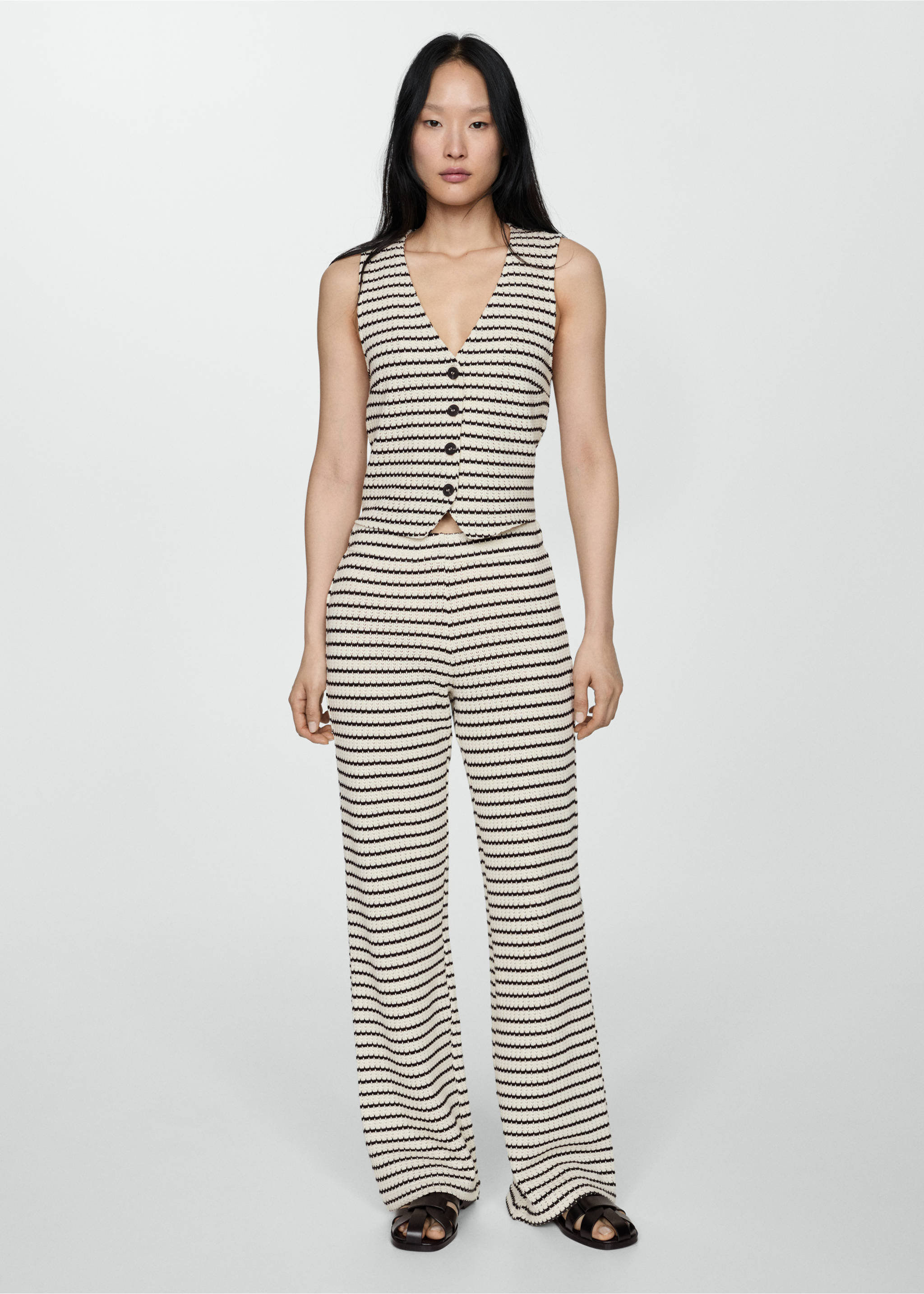Striped crochet top - General plane, Black. Ref: 67088641-00.