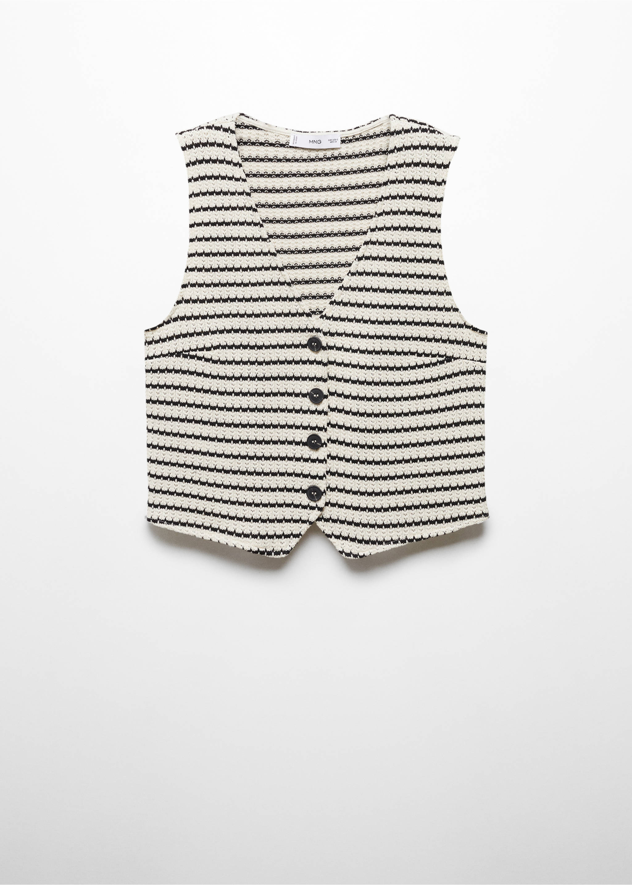 Striped crochet top - Article without model, Black. Ref: 67088641-00.