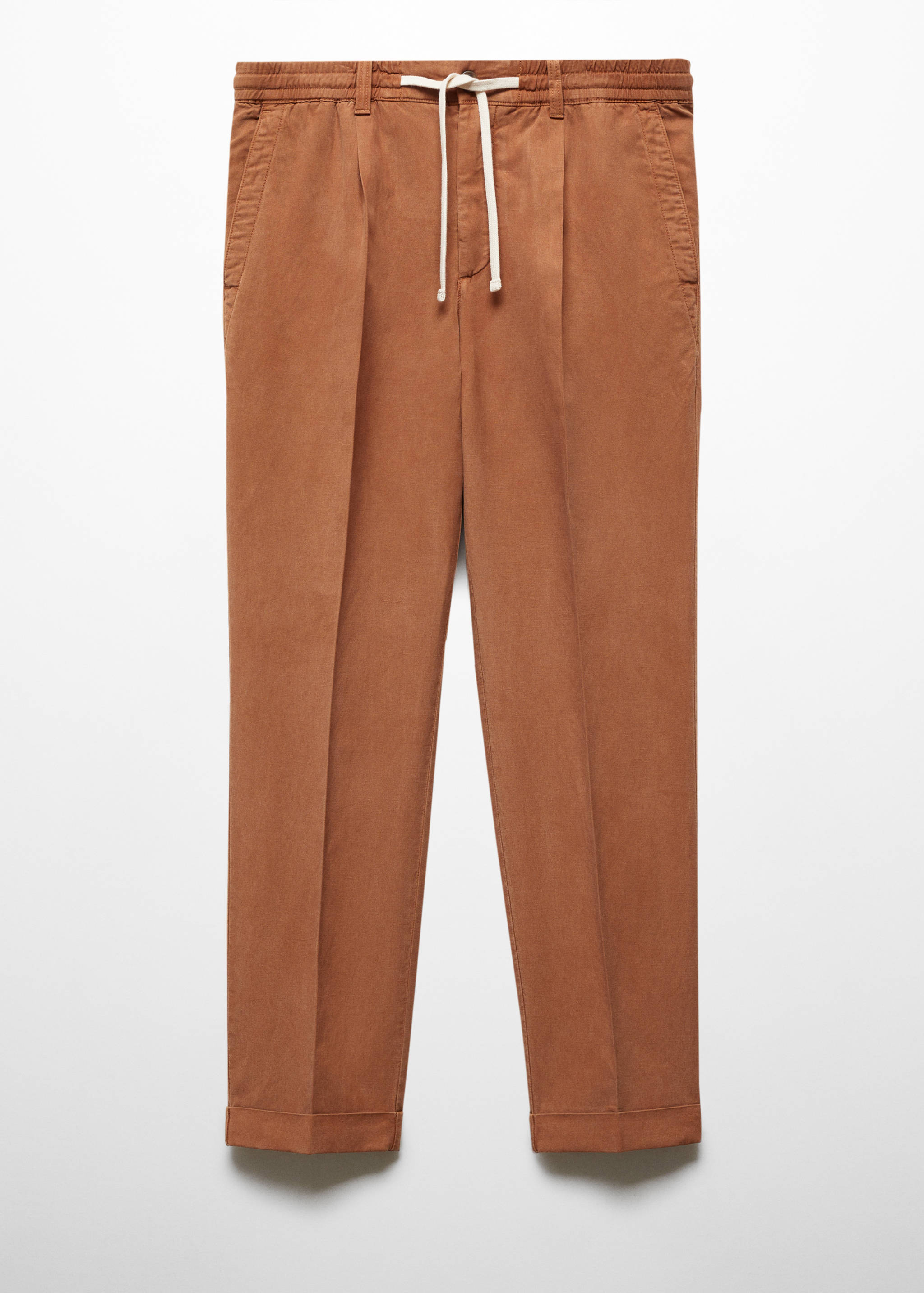 Pantalon slim-fit mélange de lin cordon - Article sans modèle