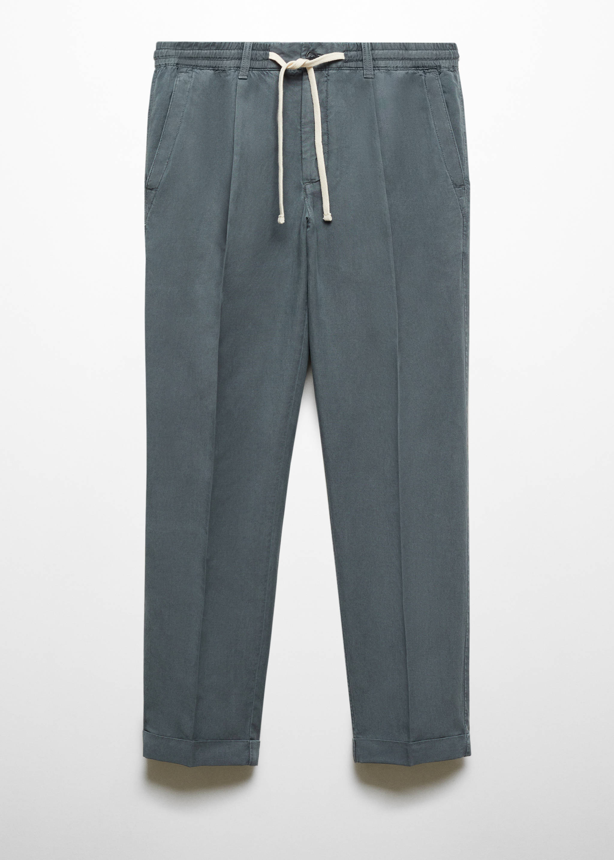 Pantalon slim-fit mélange de lin cordon - Article sans modèle