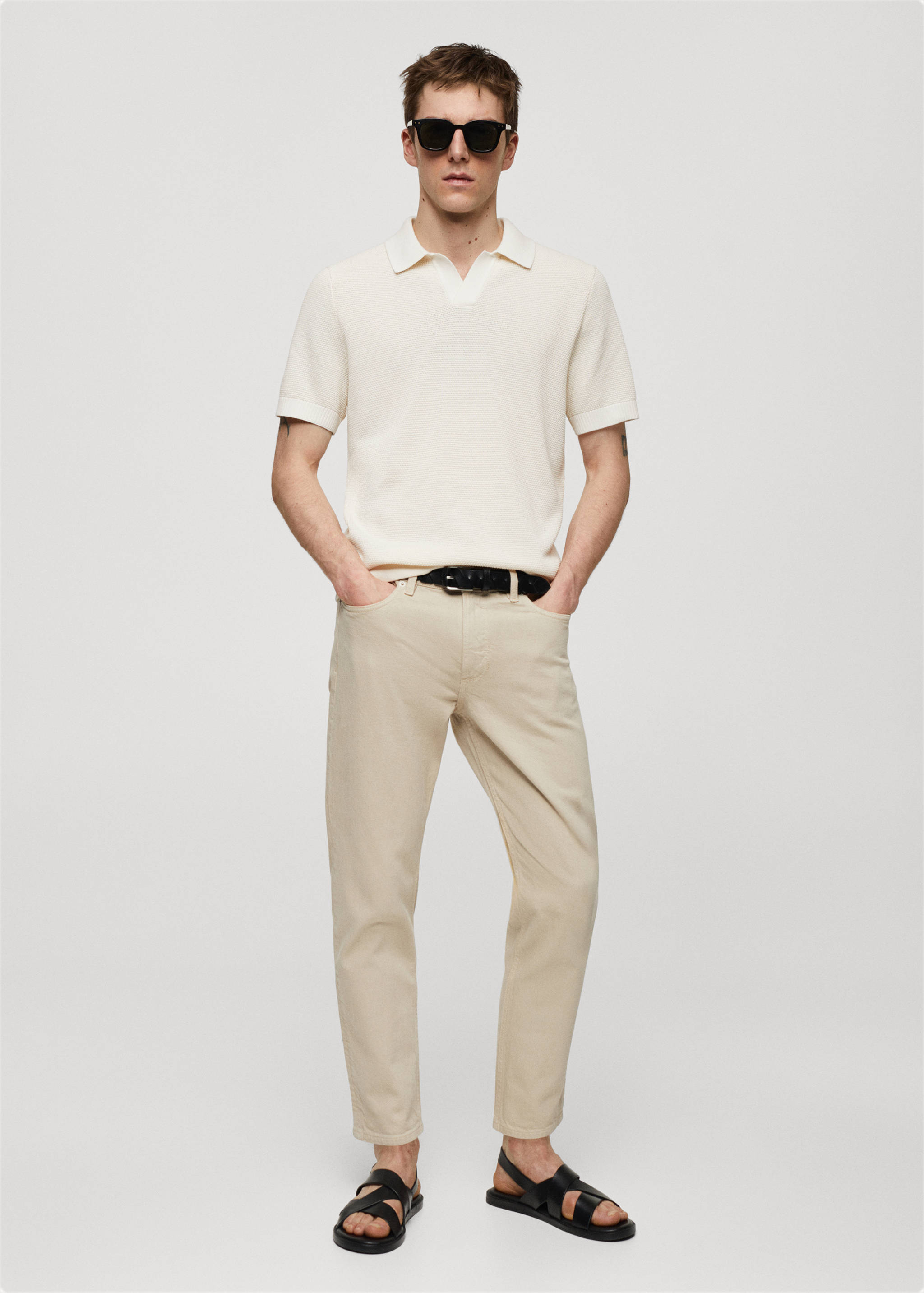 Structured knitted polo shirt - General plane