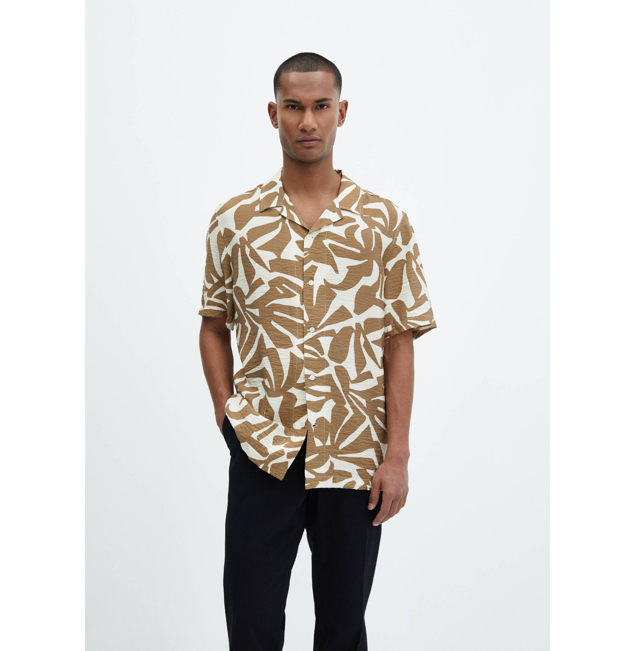Regular-fit textured printed shirt - Medium plane