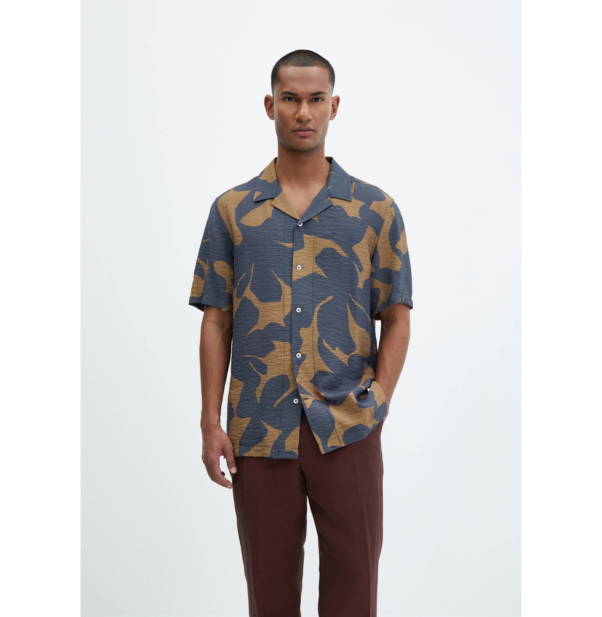 Regular-fit textured printed shirt - Medium plane