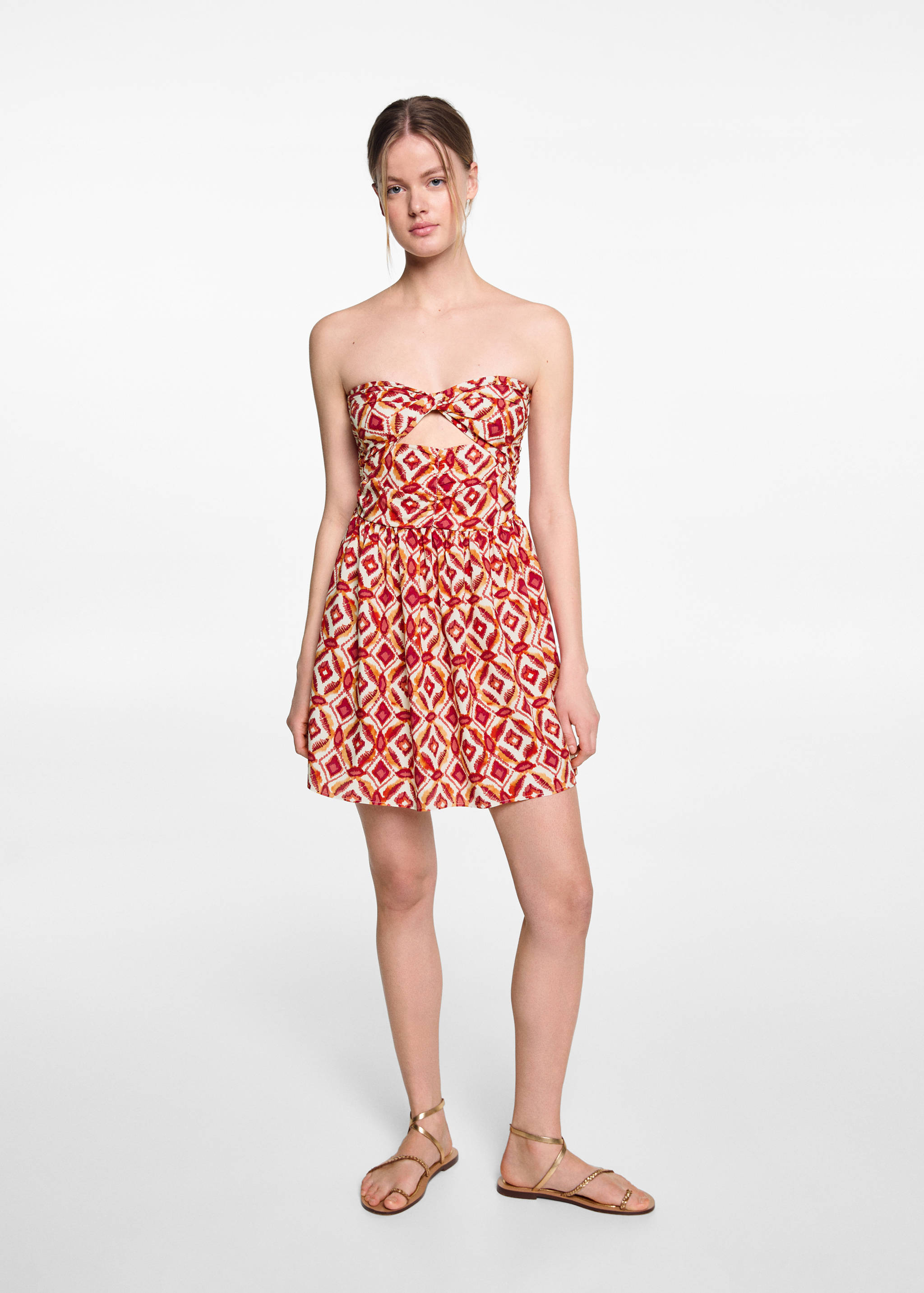 Vestido estampado abertura - Plano general