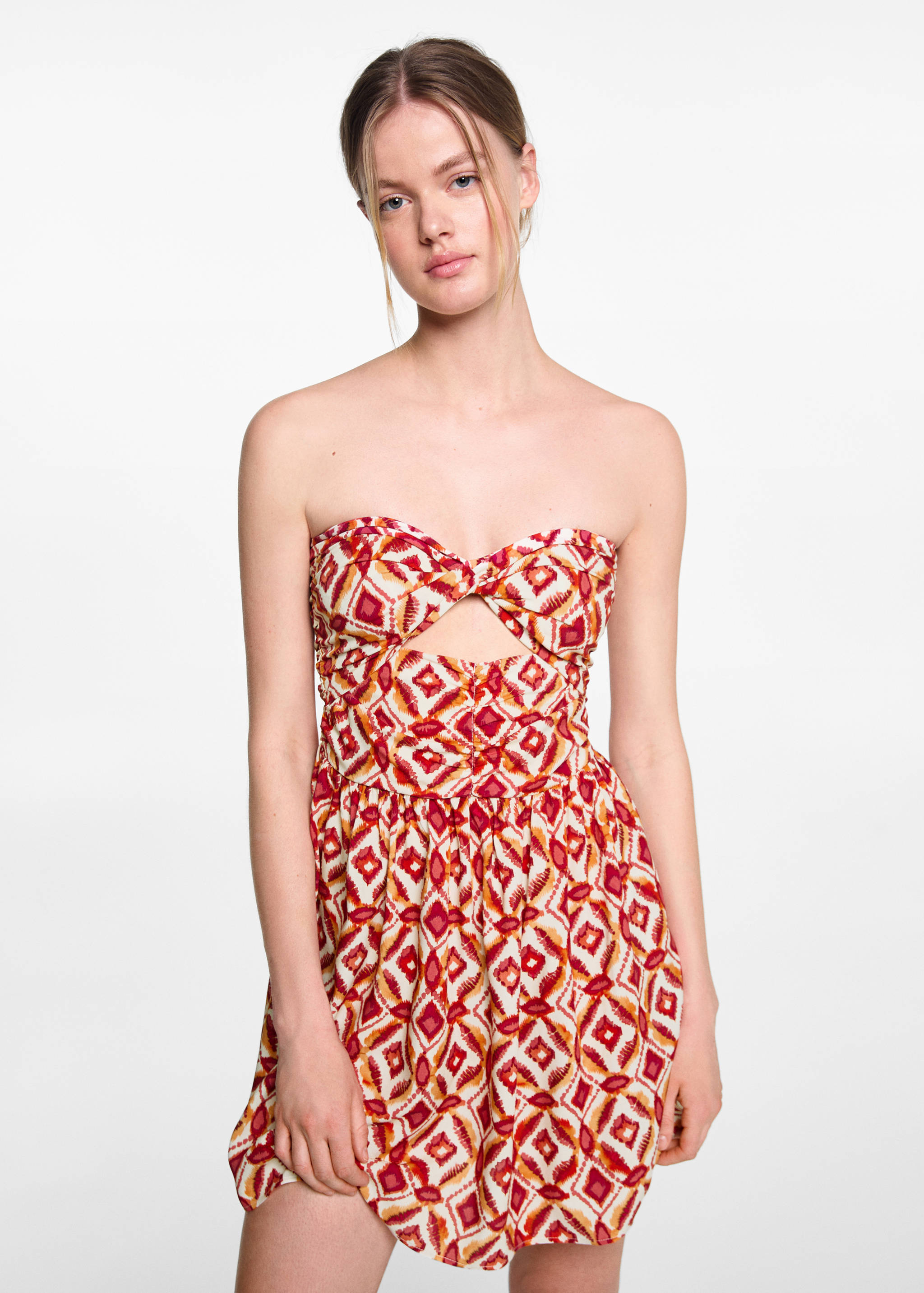 Vestido estampado abertura - Plano medio