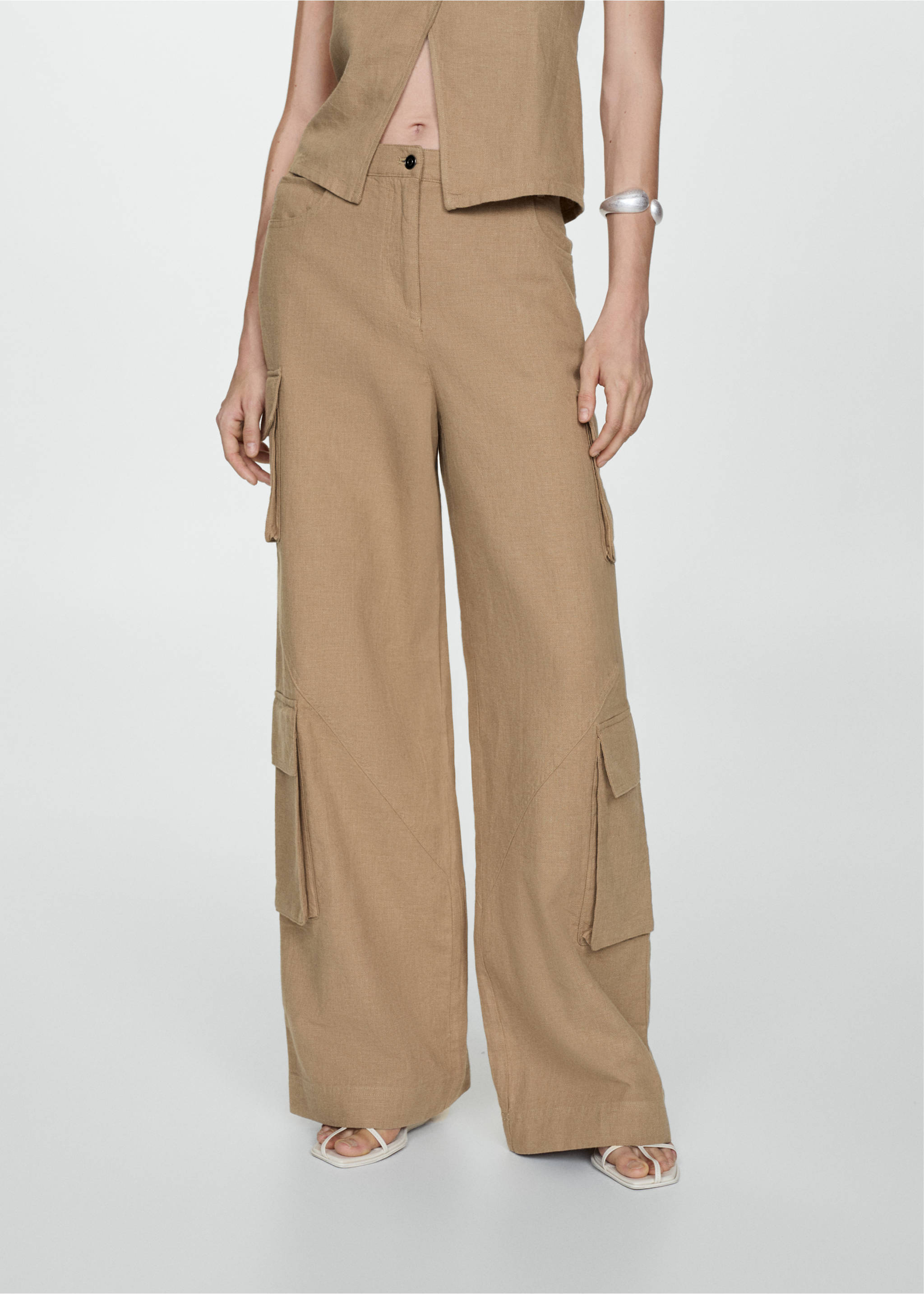 Pantalon cargo coton - Plan moyen, Marron. Ref: 67089404-00.