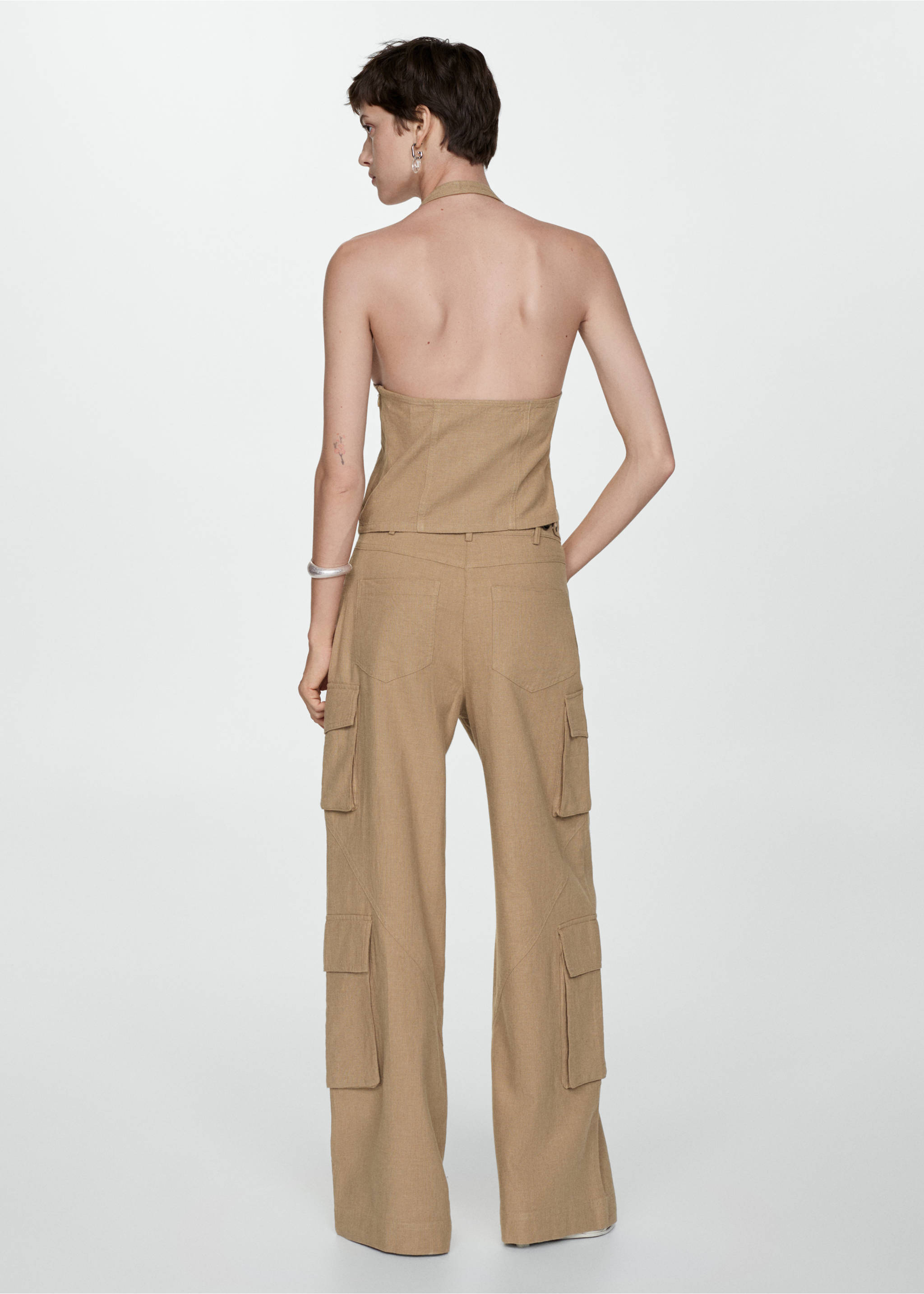 Pantalon cargo coton - Verso de l’article, Marron. Ref: 67089404-00.