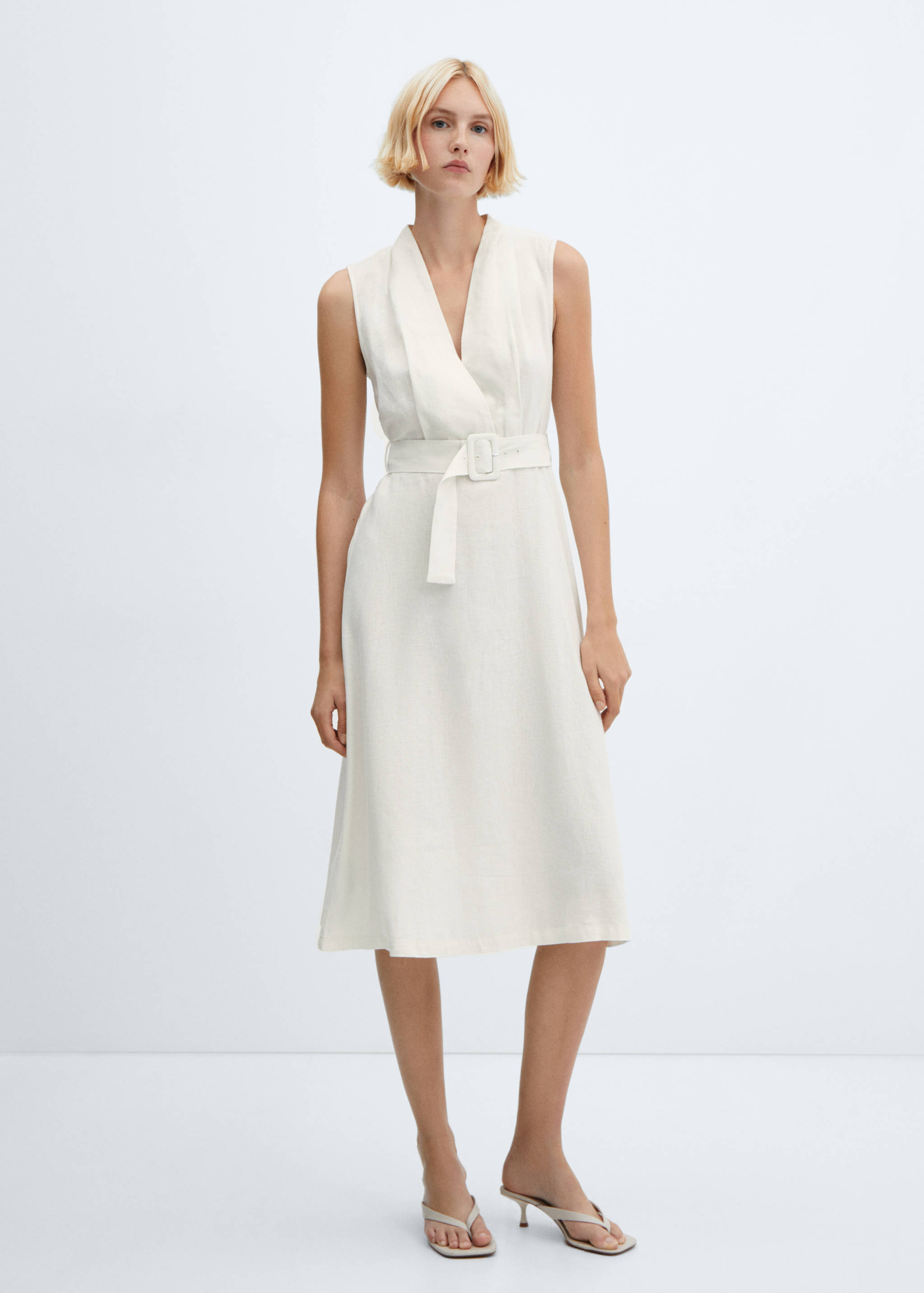 Belt linen dress - General plane