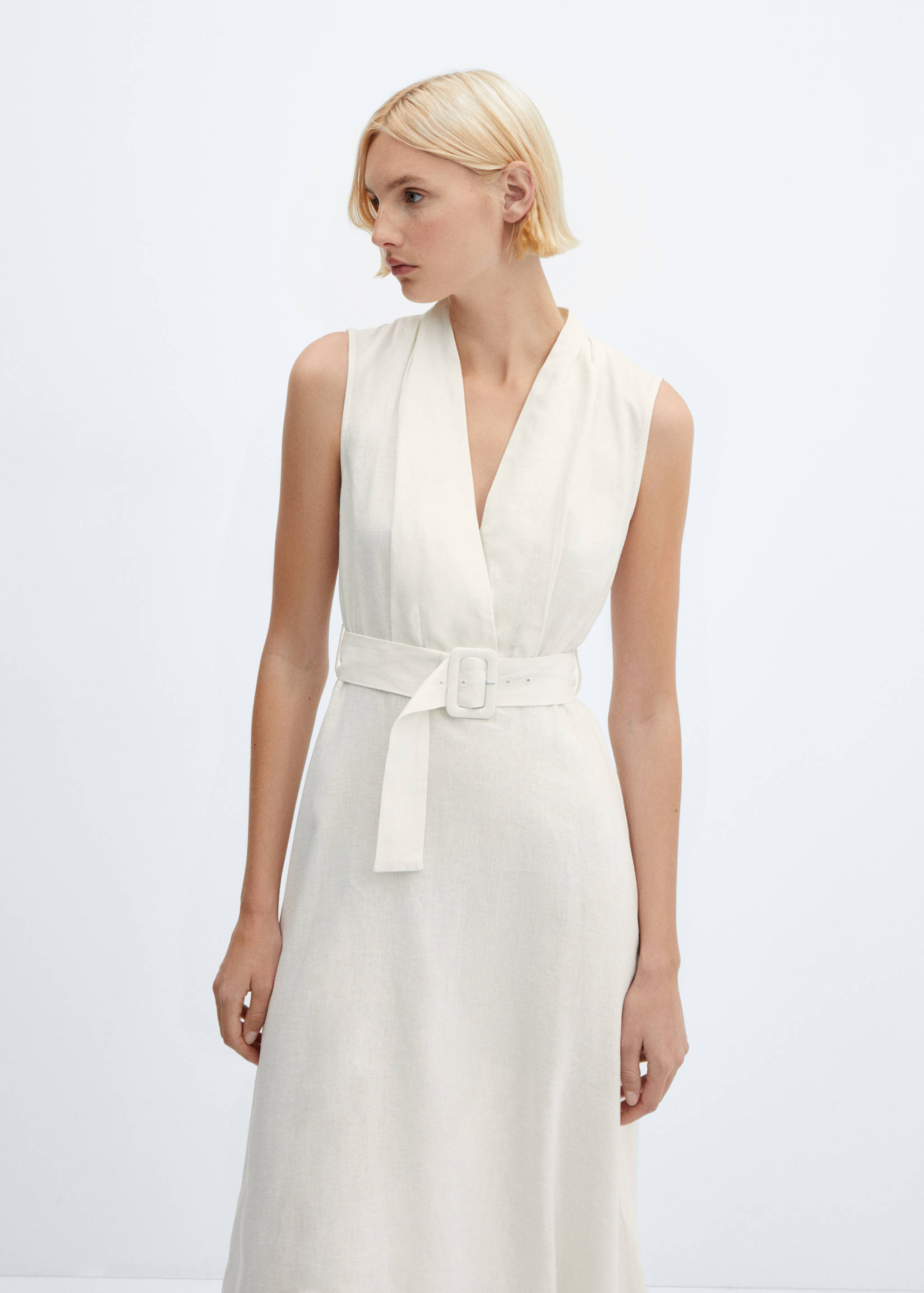 Belt linen dress - Medium plane