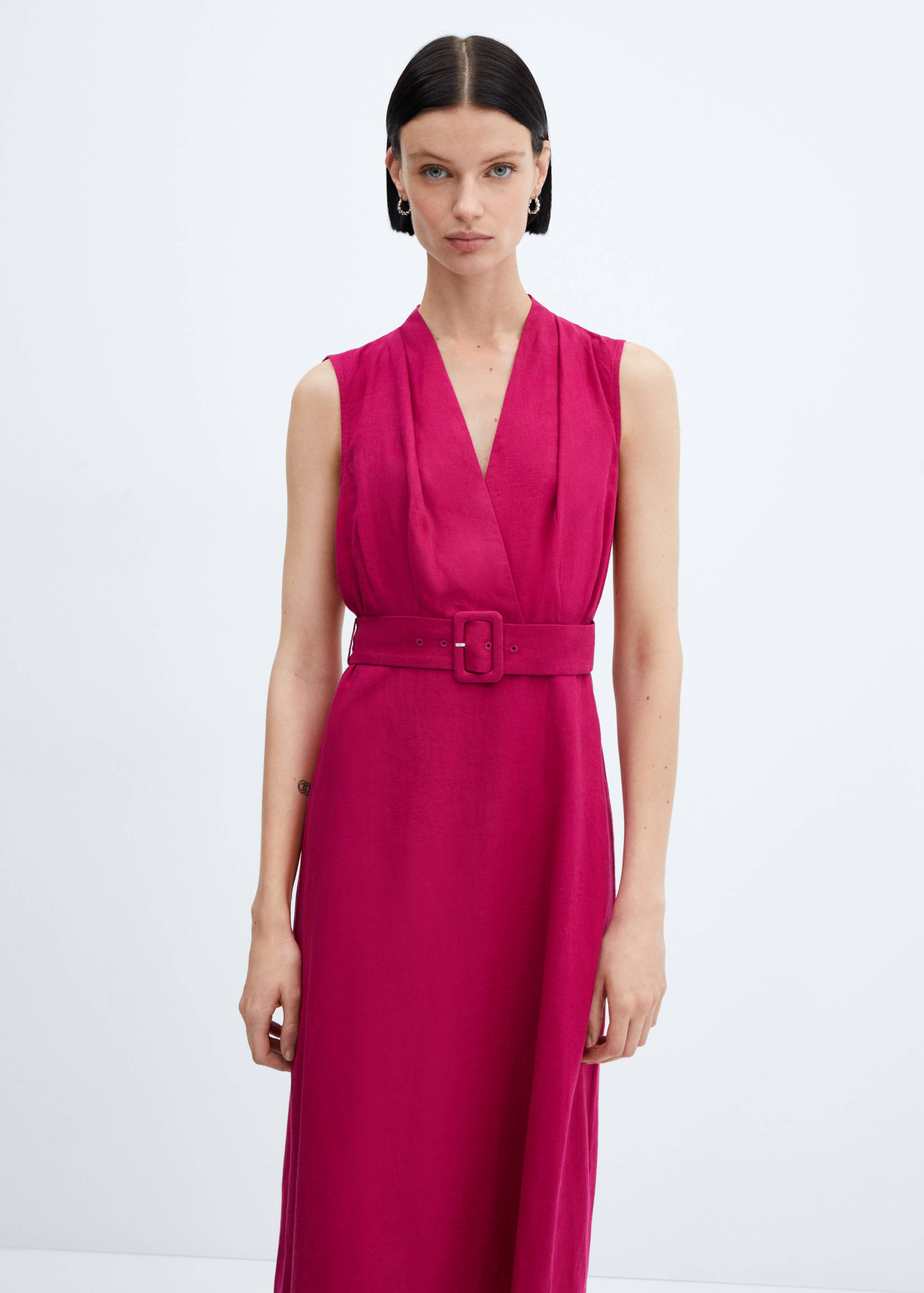 Belt linen dress - Medium plane